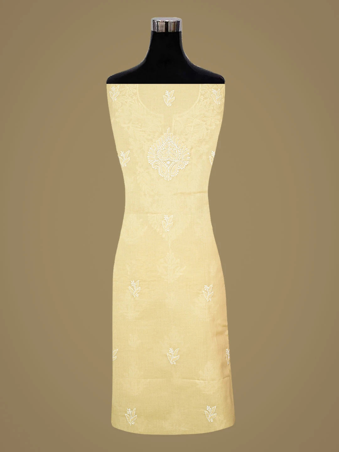 Ada Hand Embroidered Fawn Cotton Lucknowi Chikankari Unstitched Kurta Piece 01A863879