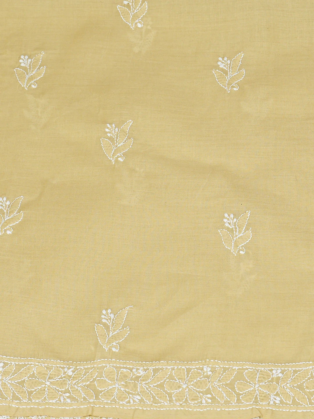 Ada Hand Embroidered Fawn Cotton Lucknowi Chikankari Unstitched Kurta Piece 01A863879