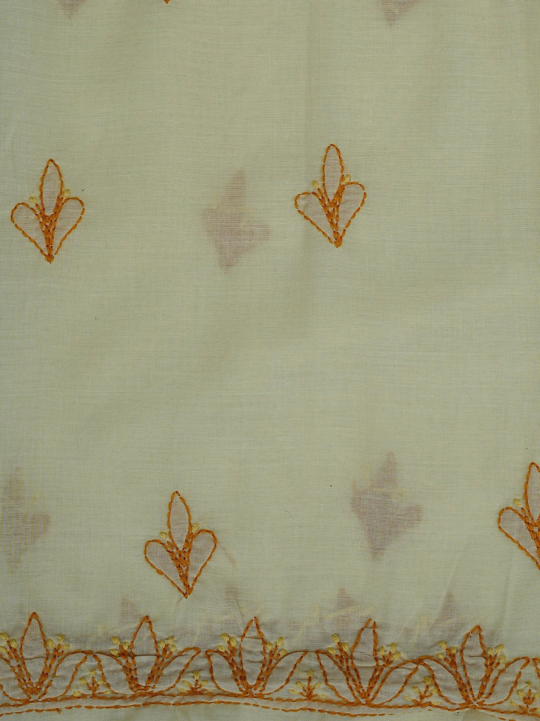 Ada Hand Embroidered Buff Fawn Cotton Lucknowi Chikankari Unstitched Suit Piece 01A829723
