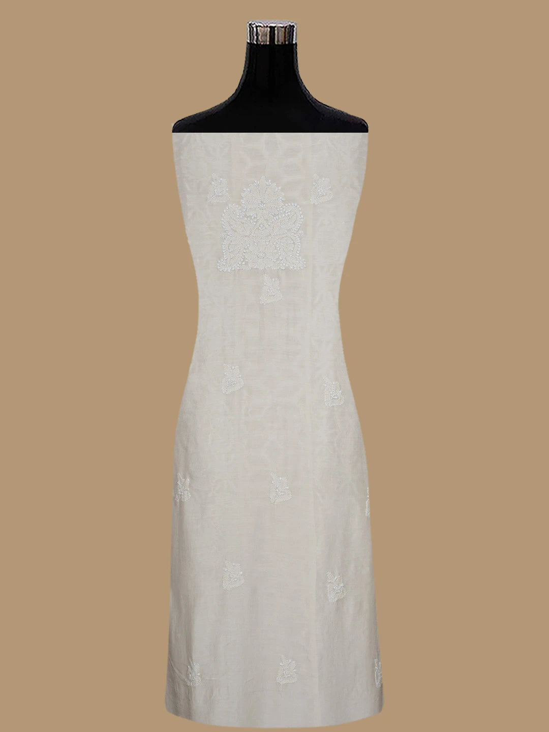 Ada Hand Embroidered Tuscan Fawn Muslin Lucknowi Chikankari Unstitched Suit Piece With Muqaish Work 01A853341