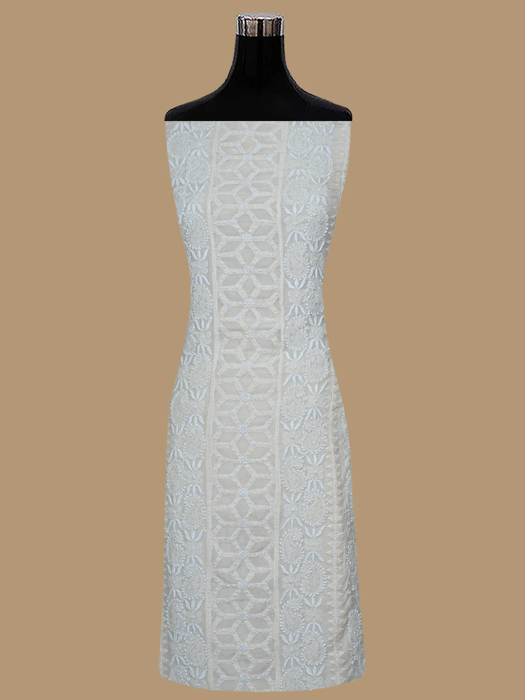 Ada Hand Embroidered Tuscan Fawn Muslin Lucknowi Chikankari Unstitched Suit Piece With Muqaish Work 01A853341