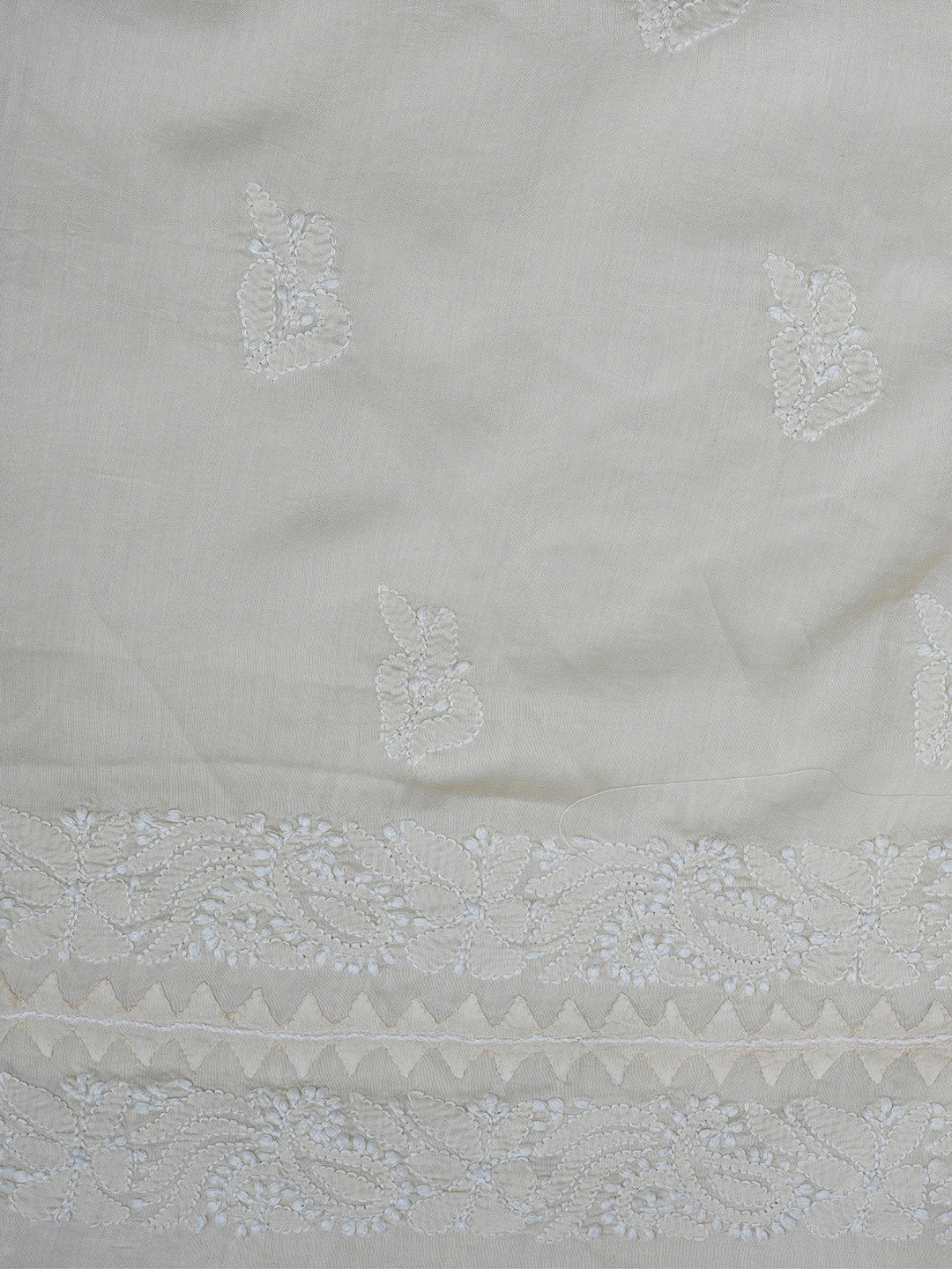 Ada Hand Embroidered Tuscan Fawn Muslin Lucknowi Chikankari Unstitched Suit Piece With Muqaish Work 01A853341
