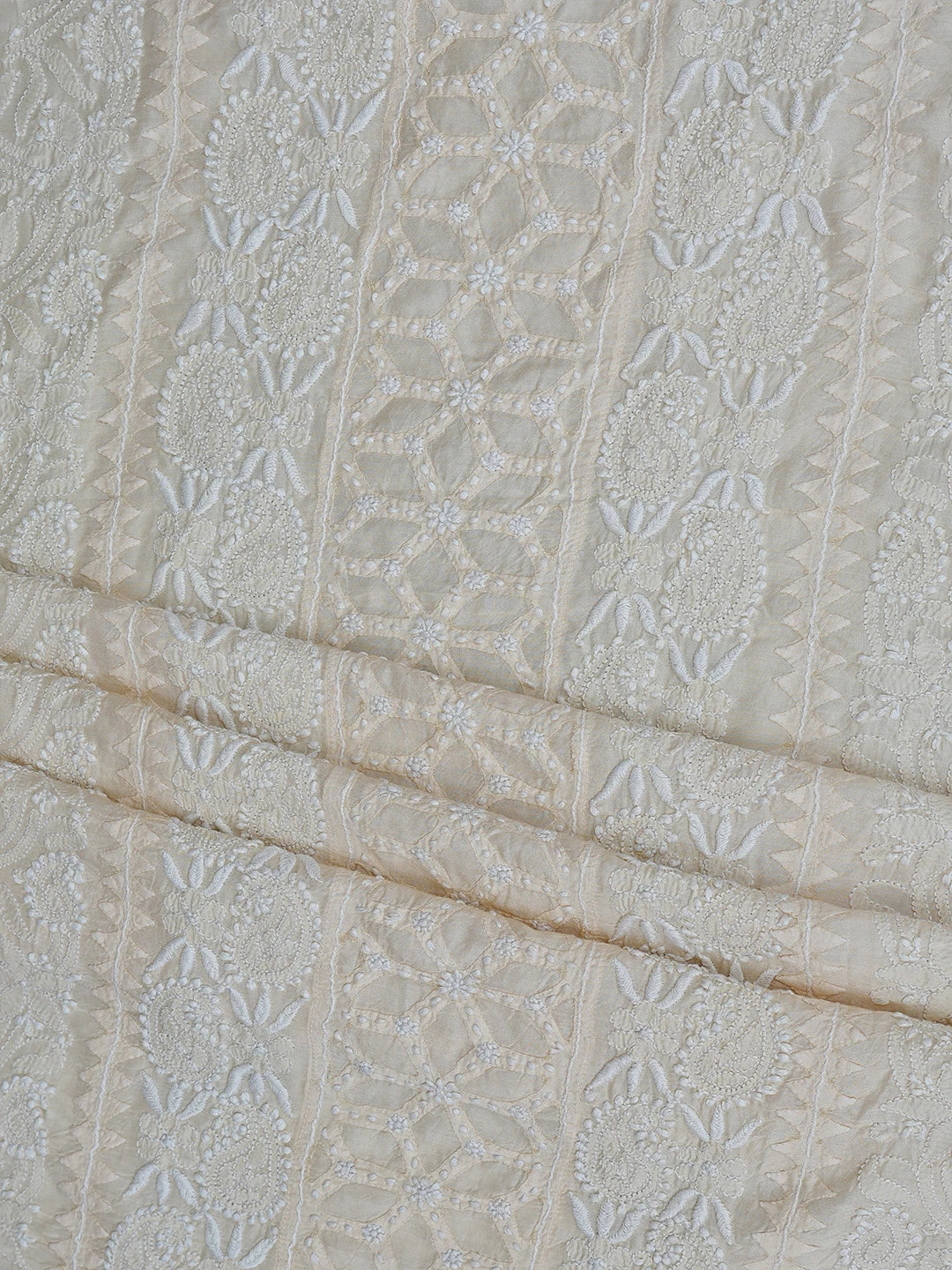 Ada Hand Embroidered Tuscan Fawn Muslin Lucknowi Chikankari Unstitched Suit Piece With Muqaish Work 01A853341