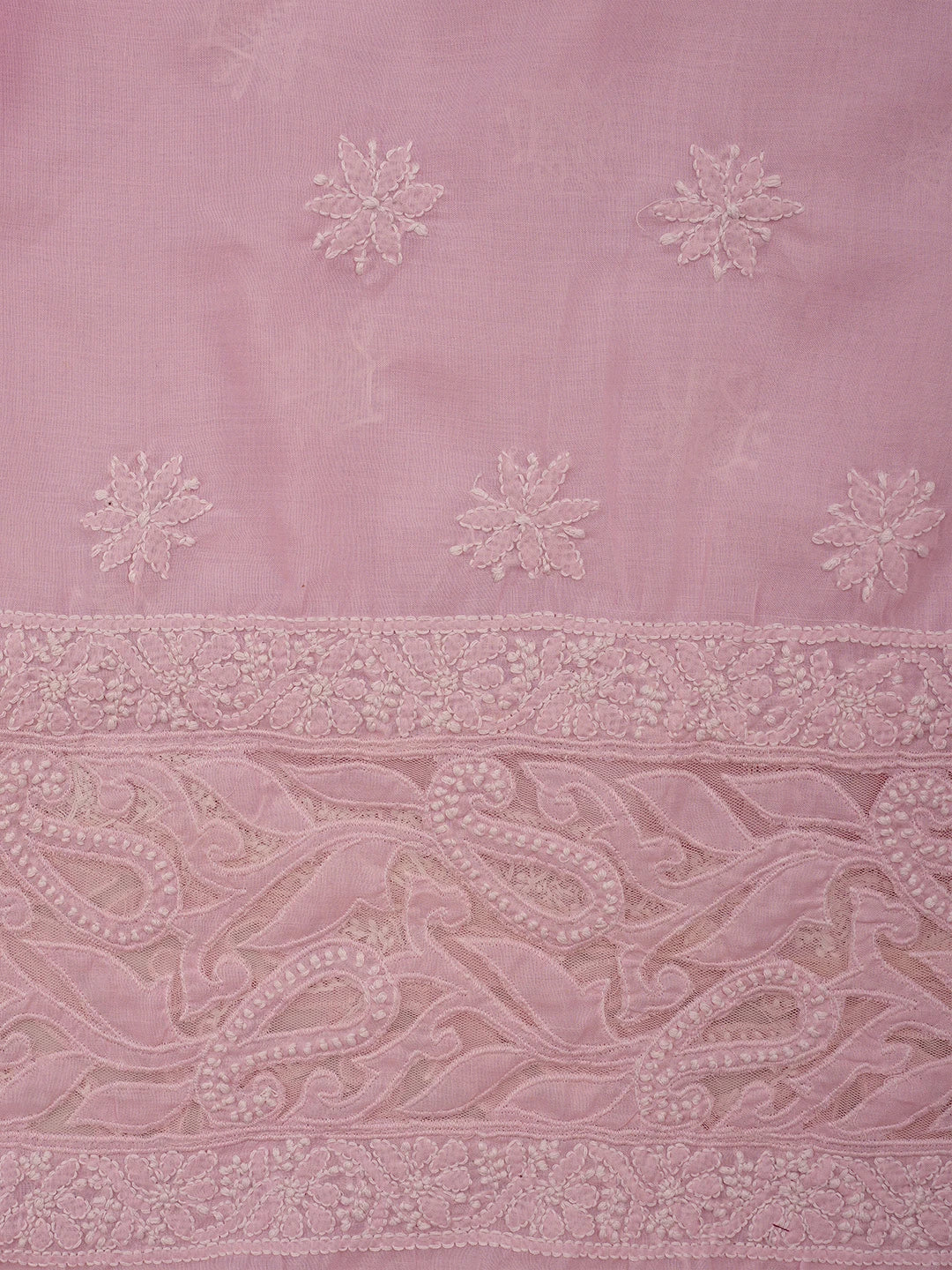 Ada Hand Embroidered Pink Cotton Lucknowi Chikankari Unstitched Suit Piece 01A821971