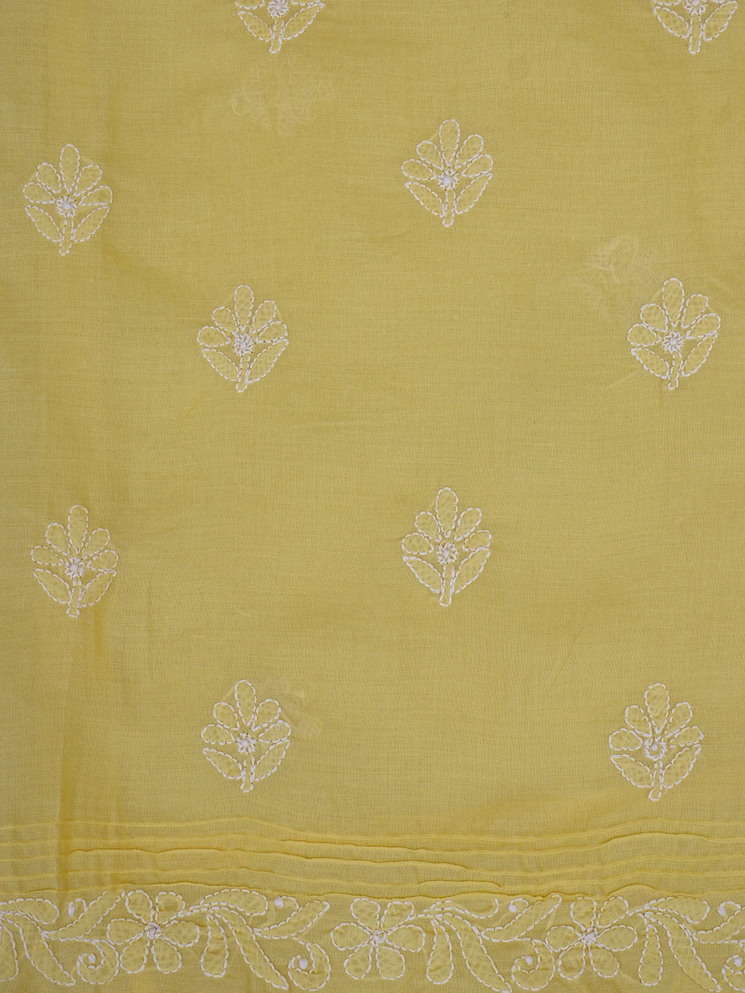 Ada Hand Embroidered Yellow Cotton Lucknowi Chikankari Unstitched Suit Piece With Muqaish Work 01A735974