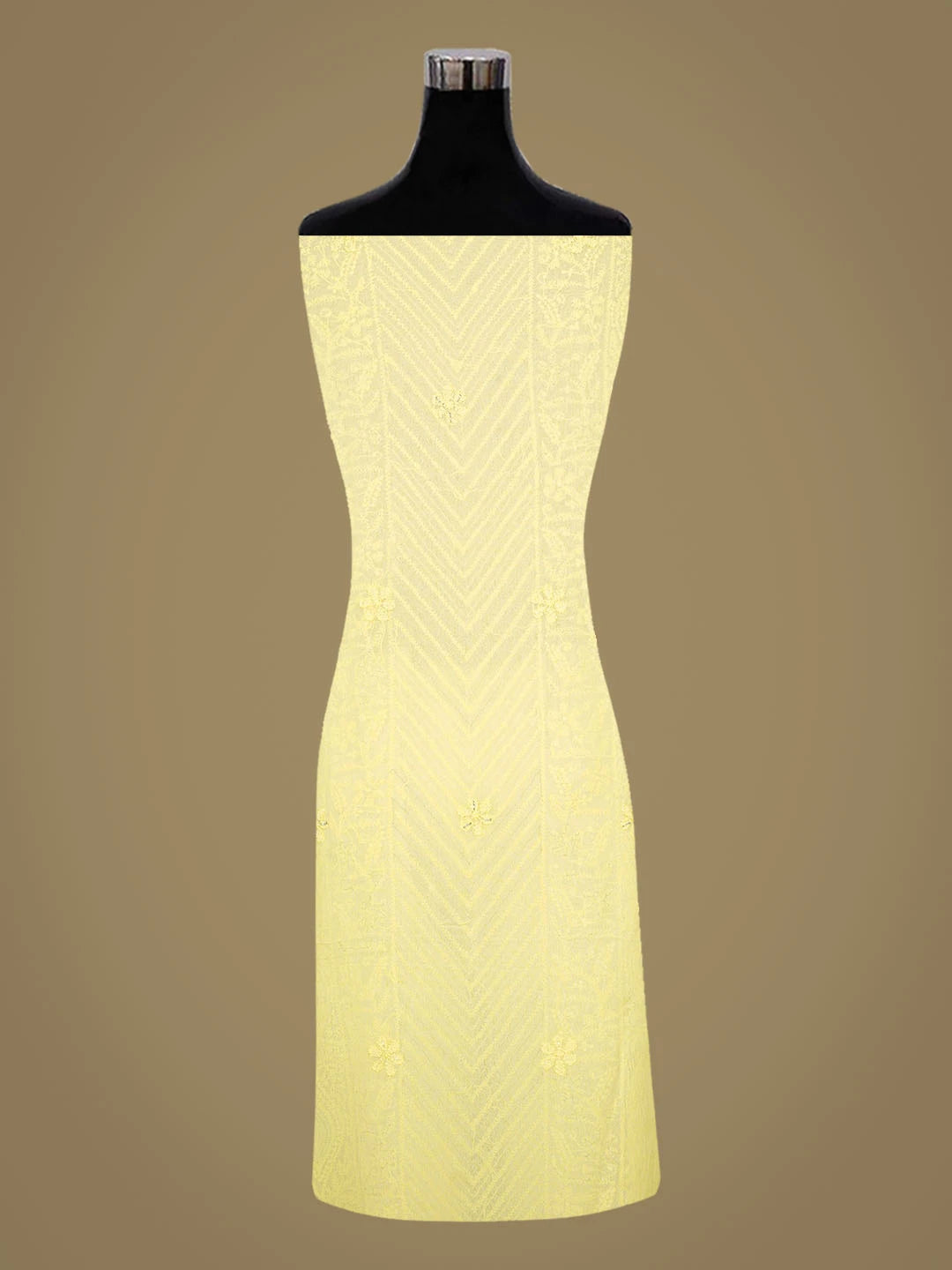 Ada Hand Embroidered Lemon Viscose Georgette Lucknowi Chikankari Unstitched Kurta Dupatta Set With Cutdana Work 01A778563