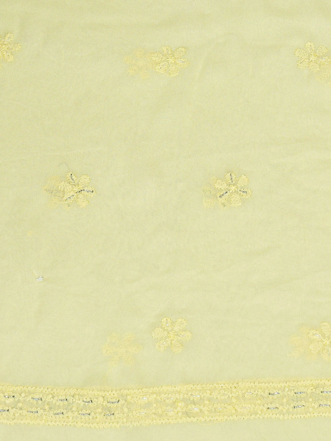 Ada Hand Embroidered Lemon Viscose Georgette Lucknowi Chikankari Unstitched Kurta Dupatta Set With Cutdana Work 01A778563