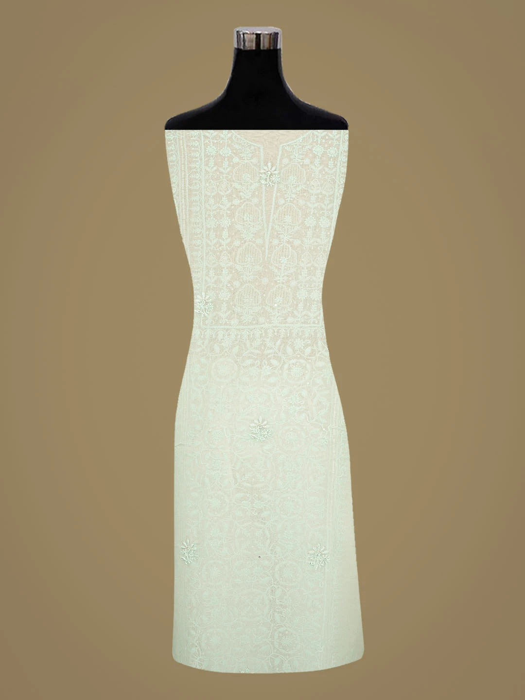 Ada Hand Embroidered Sea Green Organza Lucknowi Chikankari Unstitched Kurta Dupatta Set With Cutdana Work 01A792739