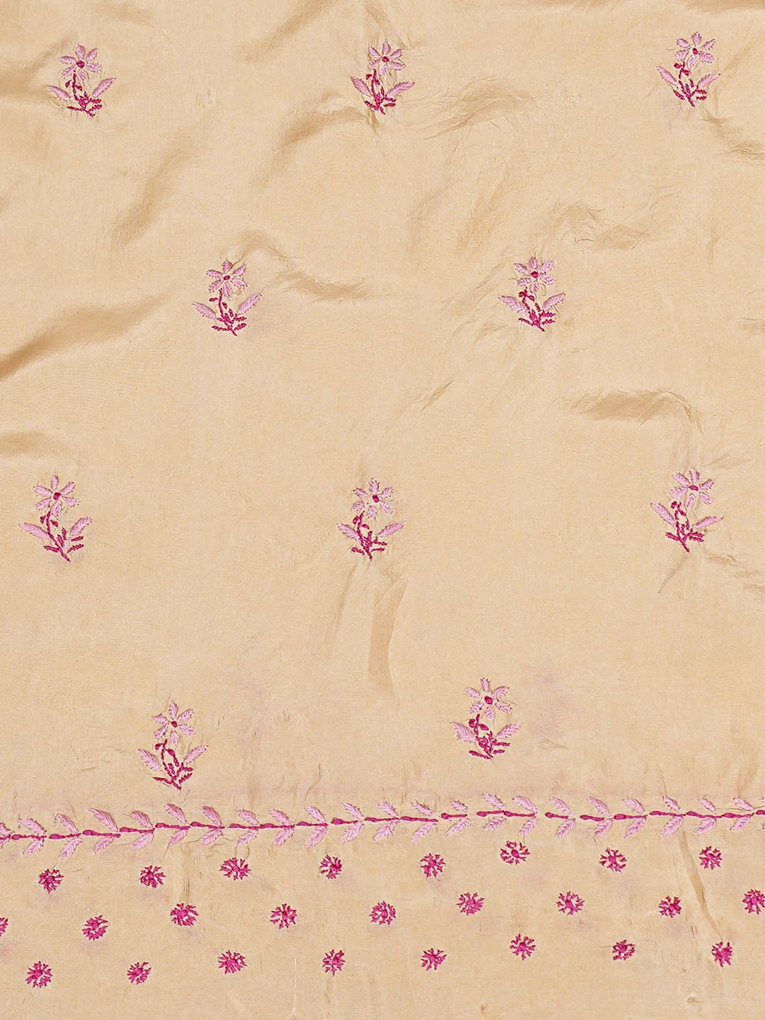 Ada Hand Embroidered Fawn Silk Lucknowi Chikankari Unstitched Kurta Dupatta Set 01A796088
