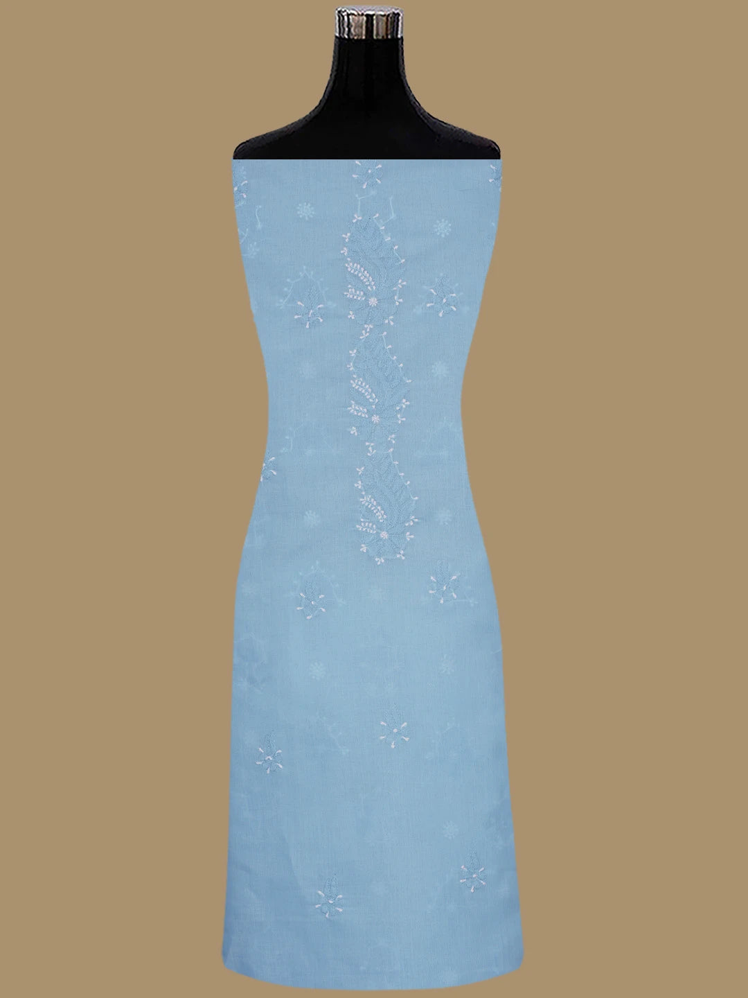 Ada Hand Embroidered Blue Cotton Lucknowi Chikankari Unstitched Suit Piece 01A779732