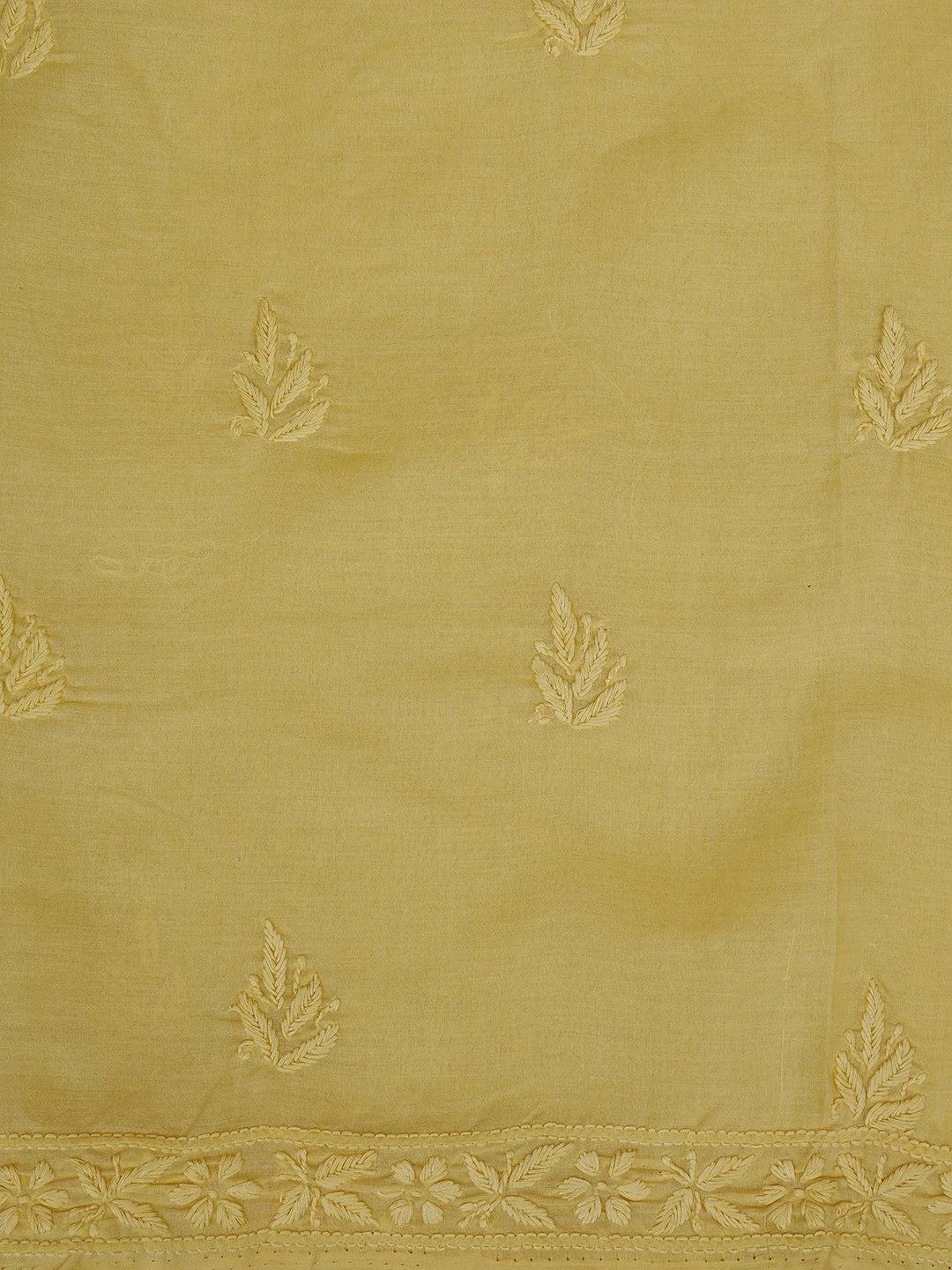 Ada Hand Embroidered Yellow Cotton Lucknowi Chikankari Unstitched Suit Piece 01A488959
