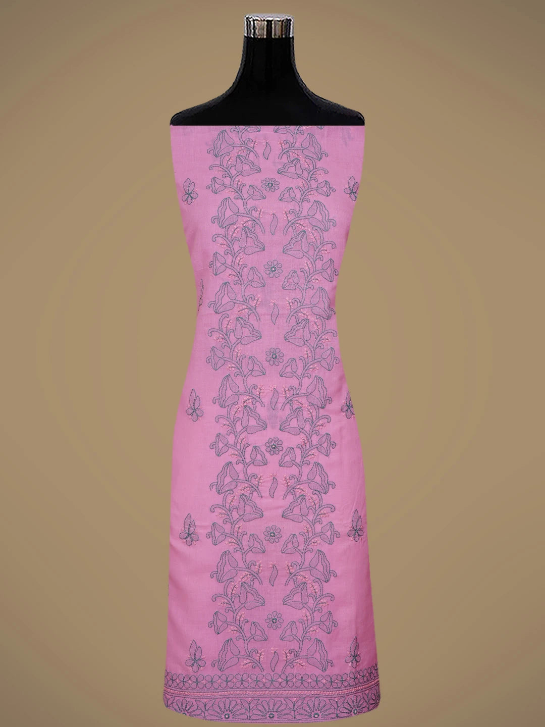 Ada Hand Embroidered Pink Cotton Lucknowi Chikankari Unstitched Suit Piece 01A630623