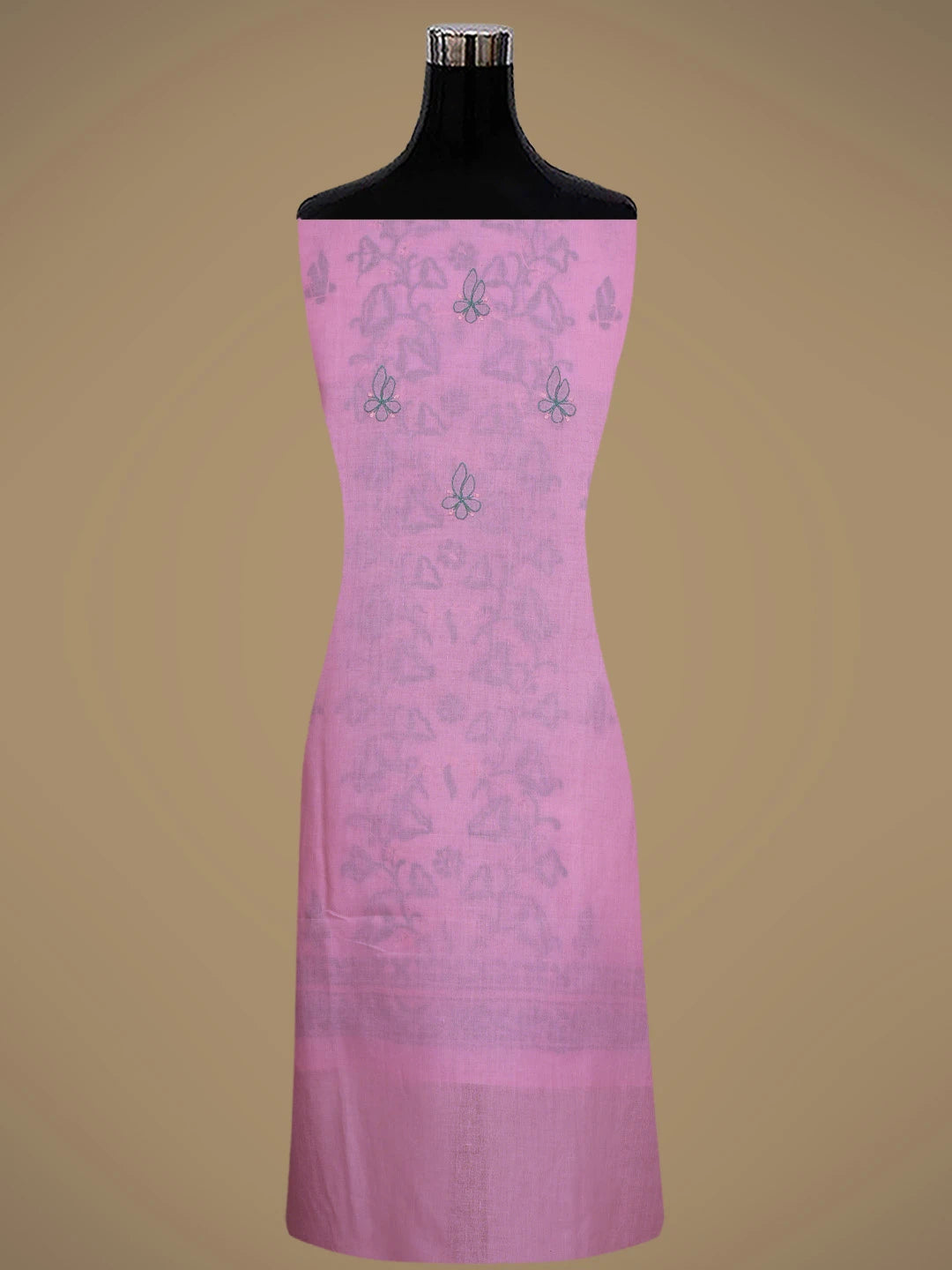 Ada Hand Embroidered Pink Cotton Lucknowi Chikankari Unstitched Suit Piece 01A630623