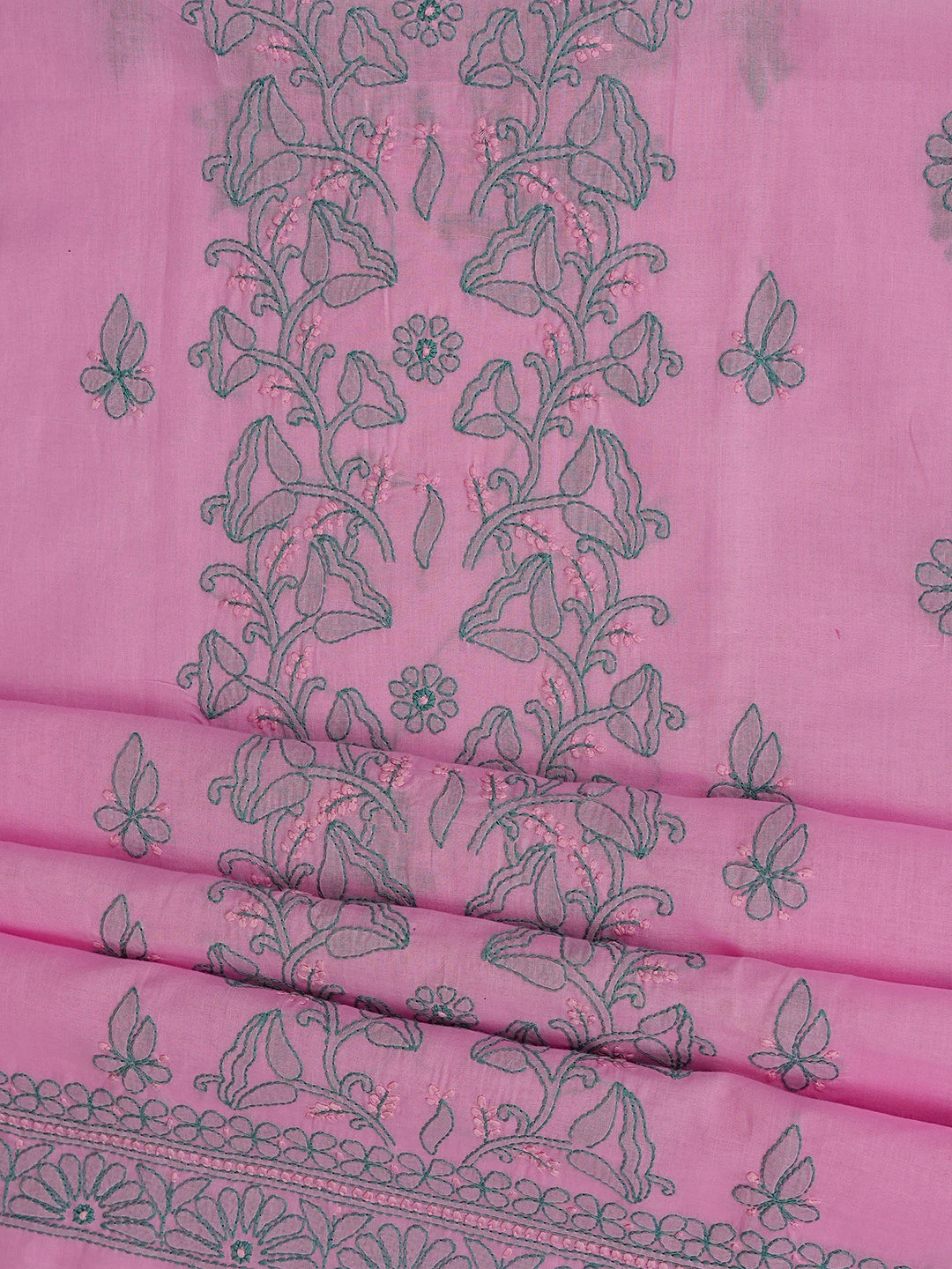 Ada Hand Embroidered Pink Cotton Lucknowi Chikankari Unstitched Suit Piece 01A630623