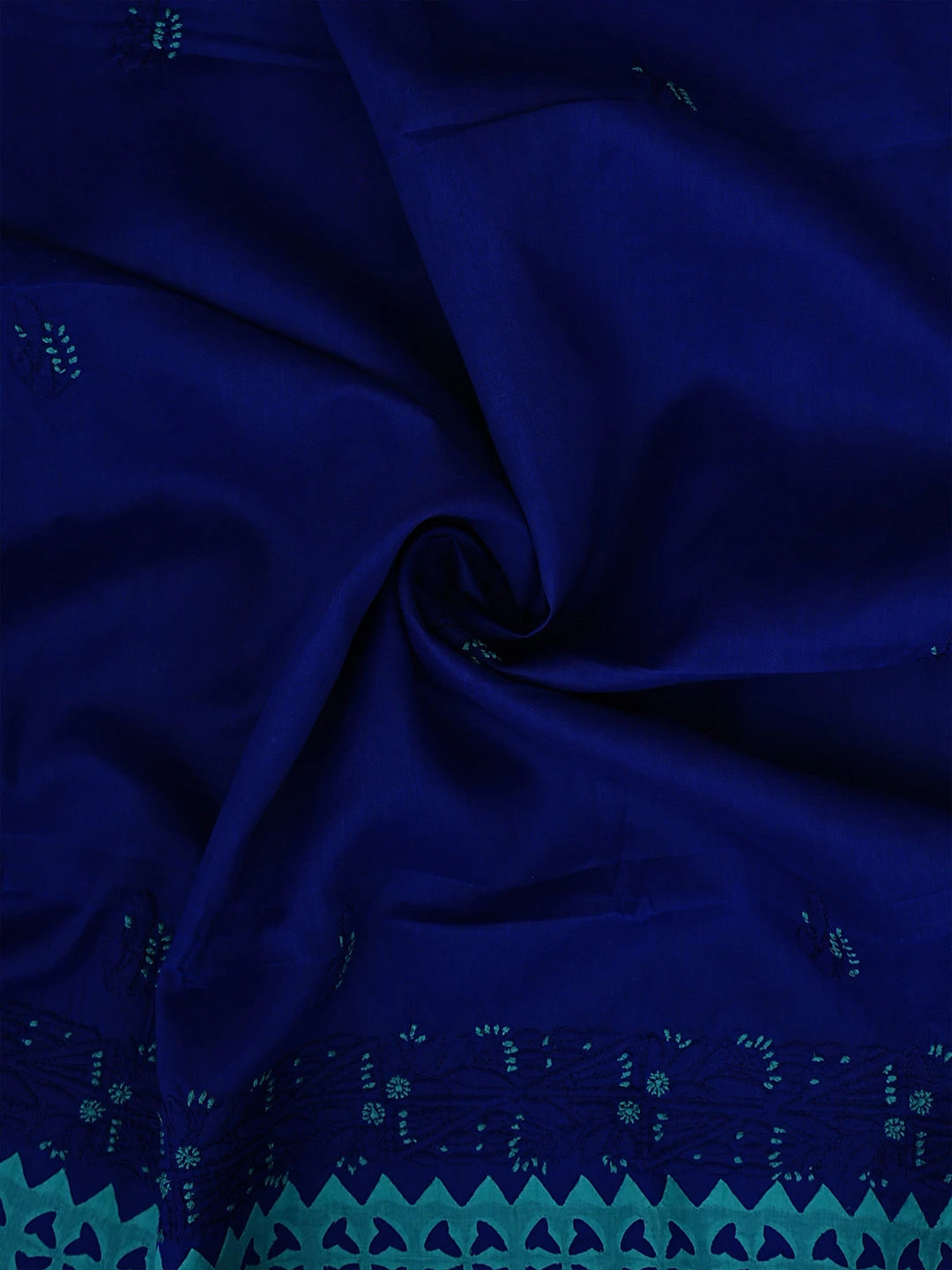 Ada Hand Embroidered Green and Royal Blue Cotton Lucknowi Chikankari Unstitched Suit Piece 01A845163