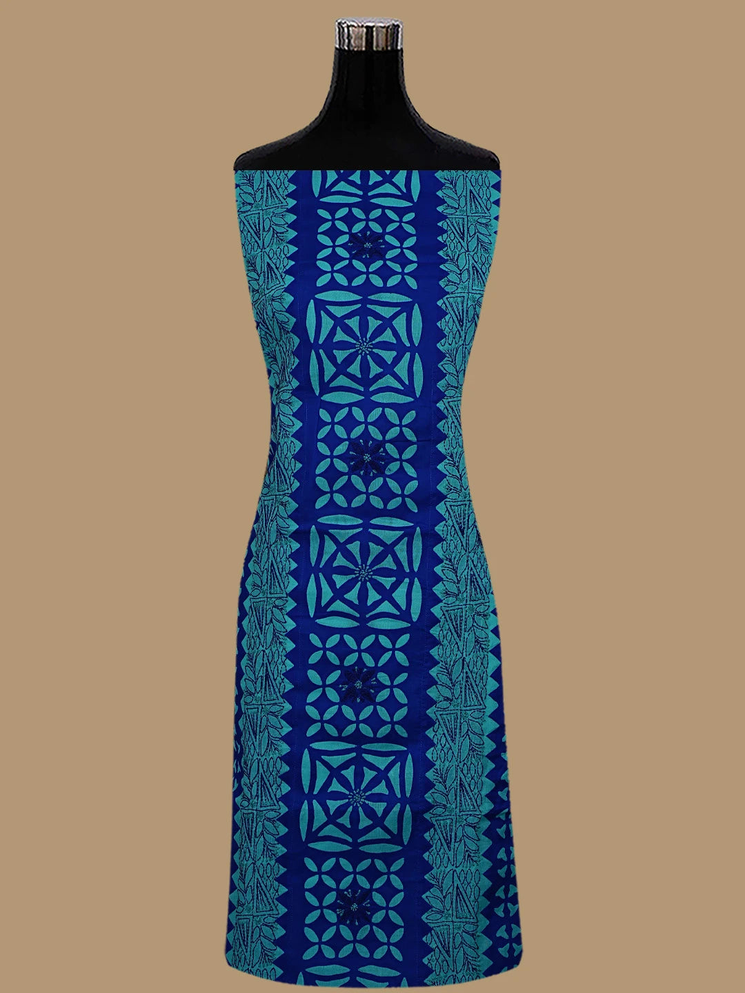 Ada Hand Embroidered Green and Royal Blue Cotton Lucknowi Chikankari Unstitched Suit Piece 01A845163