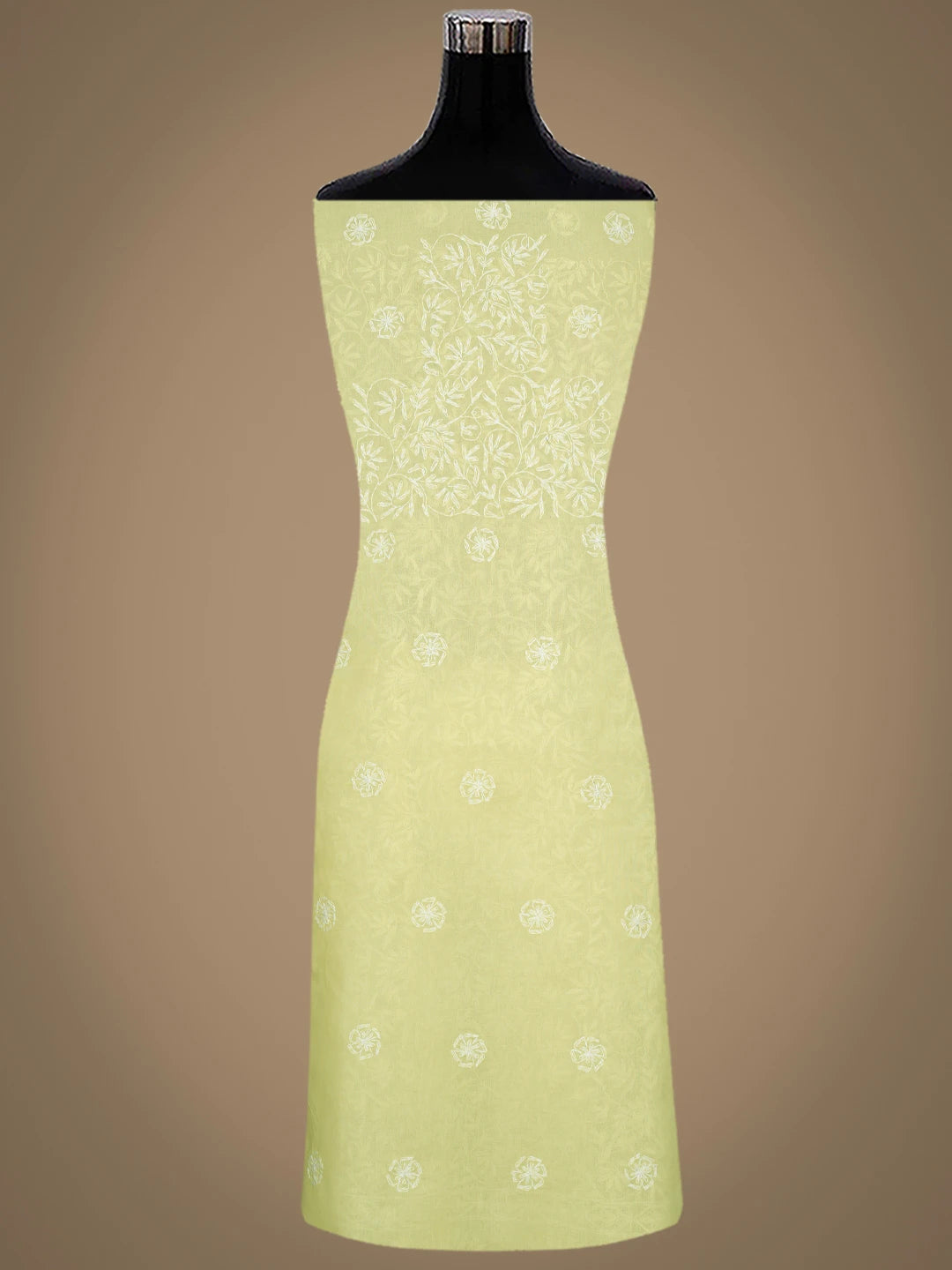 Ada Hand Embroidered Lemon Cotton Lucknowi Chikankari Unstitched Suit Piece 01A346908