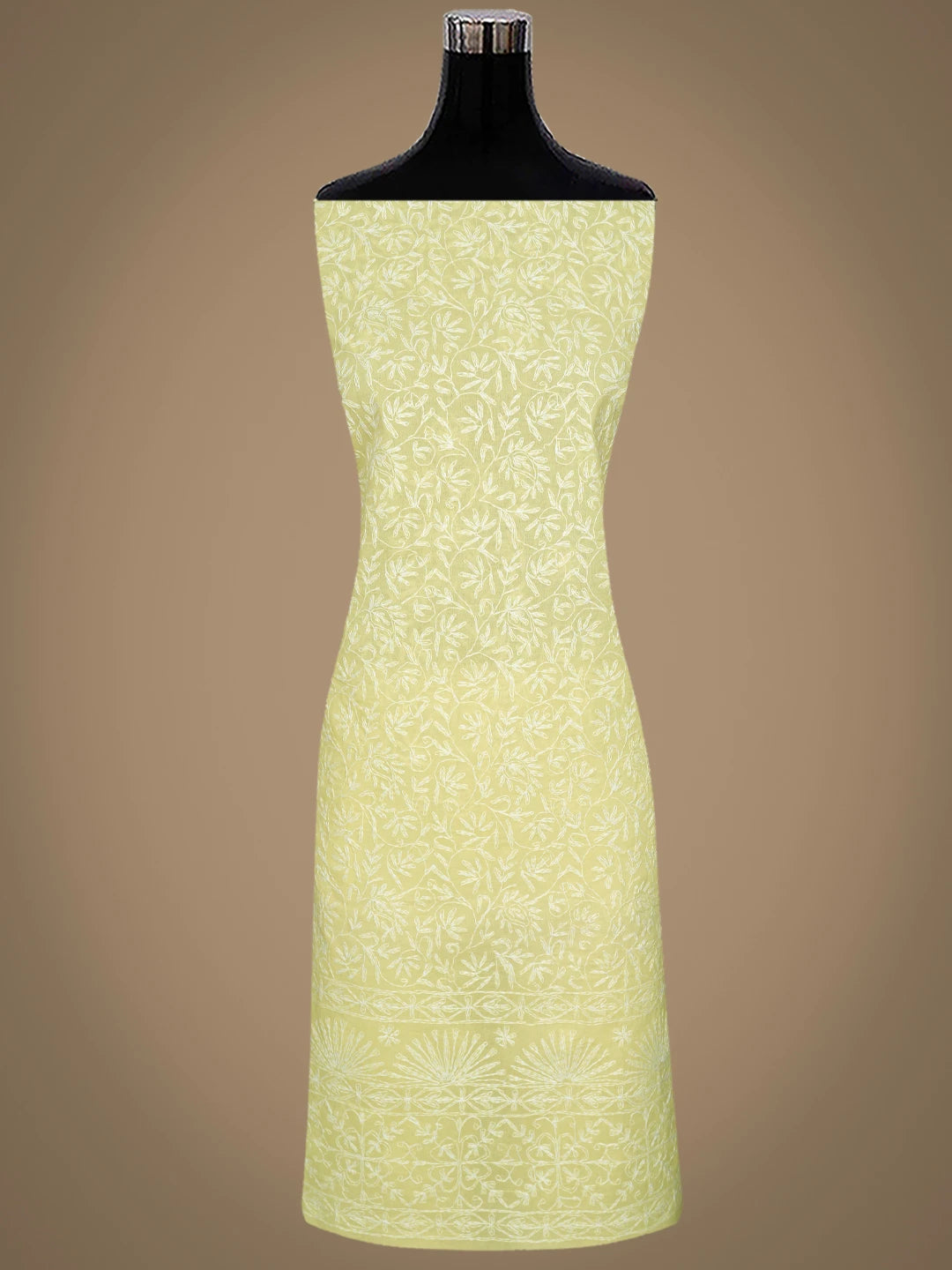 Ada Hand Embroidered Lemon Cotton Lucknowi Chikankari Unstitched Suit Piece 01A346908
