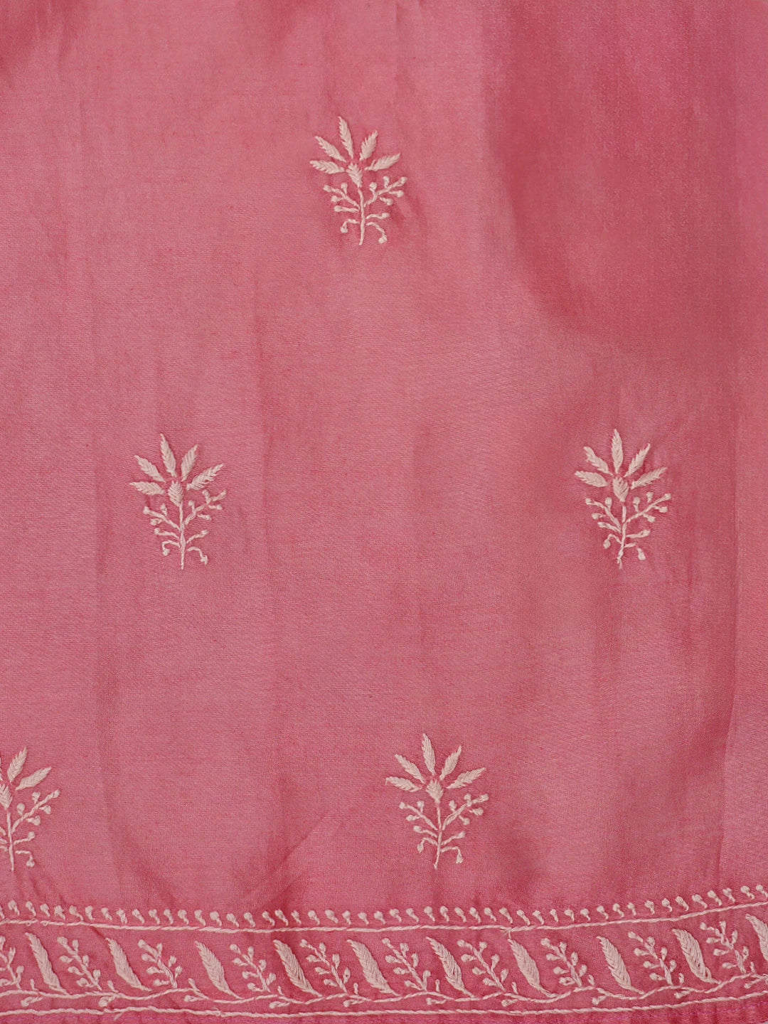Ada Hand Embroidered Pink Chanderi Lucknowi Chikankari Semi-Stitched Anarkali Kurta Dupatta Set With Zari Work 01A231899
