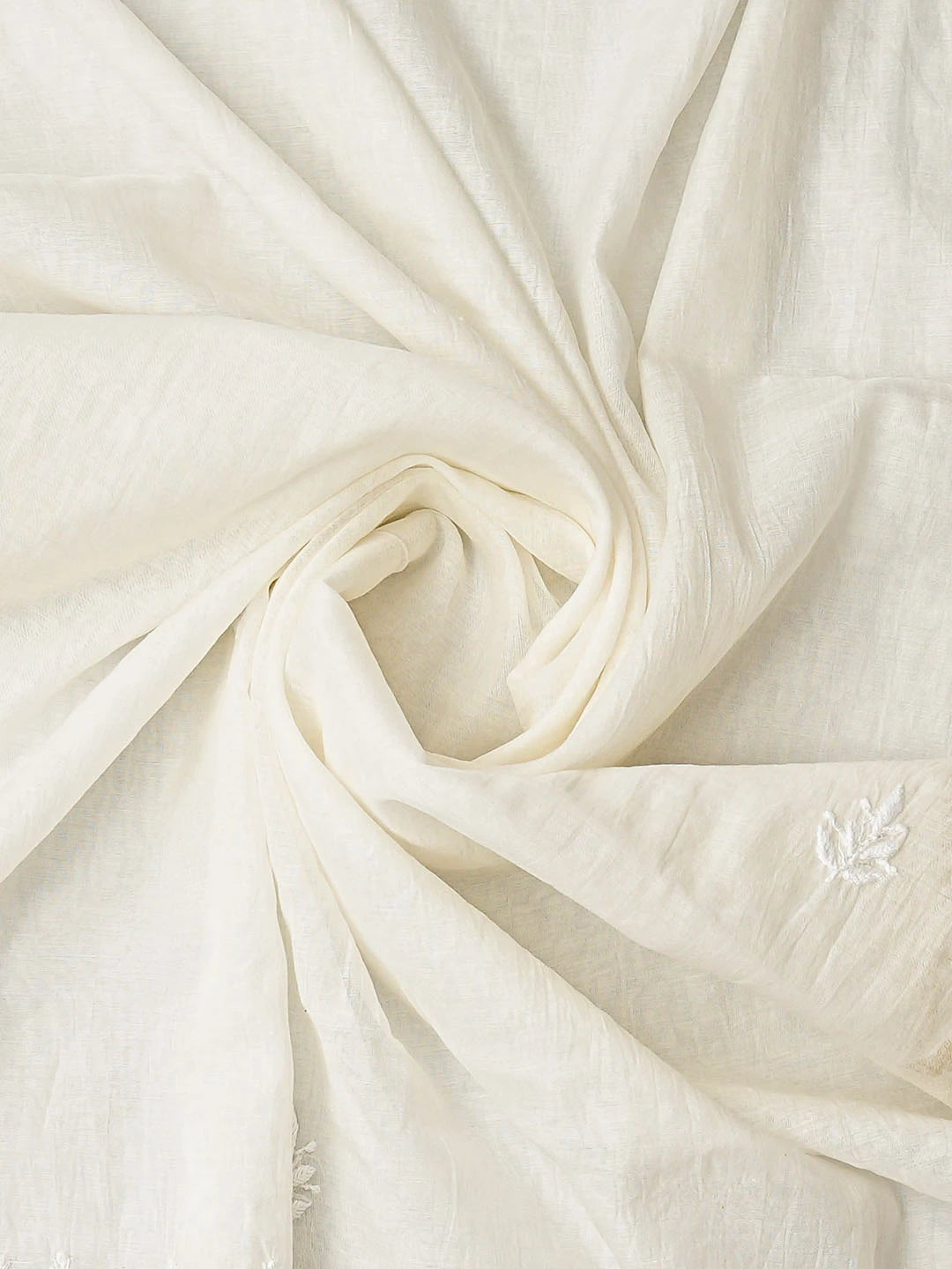 Ada Hand Embroidered White Chanderi Lucknowi Chikankari Unstitched Kurta Dupatta Set With Cutdana Work 01A858797