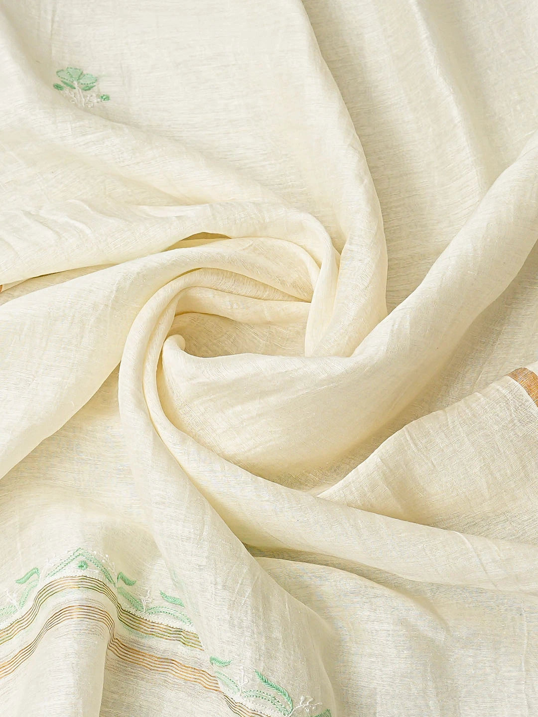 Ada Hand Embroidered White Chanderi Lucknowi Chikankari Unstitched Kurta Dupatta Set 01A460874