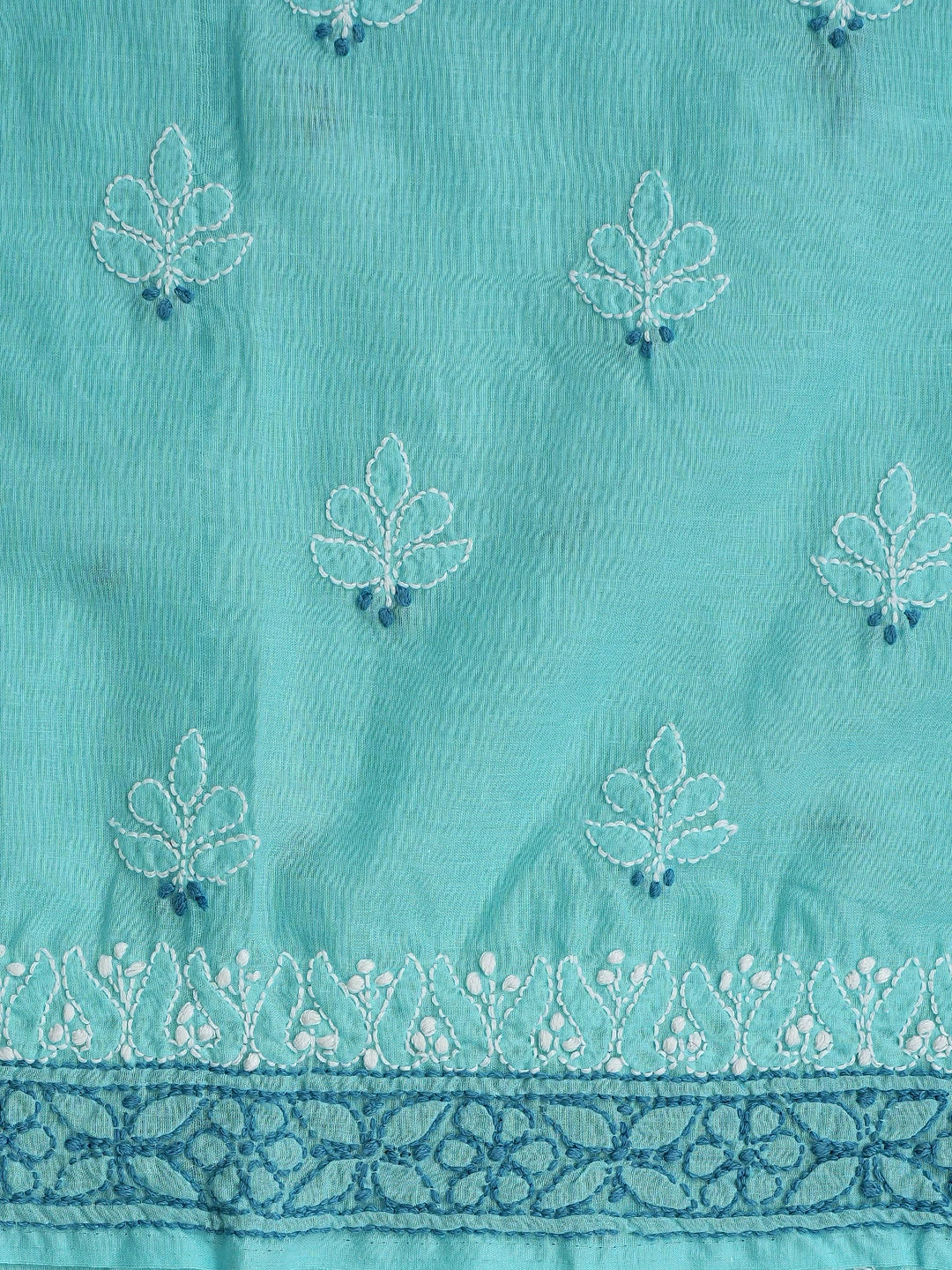 Ada Hand Embroidered Ice Blue Cotton Lucknowi Chikankari Unstitched Suit Piece 01A482541