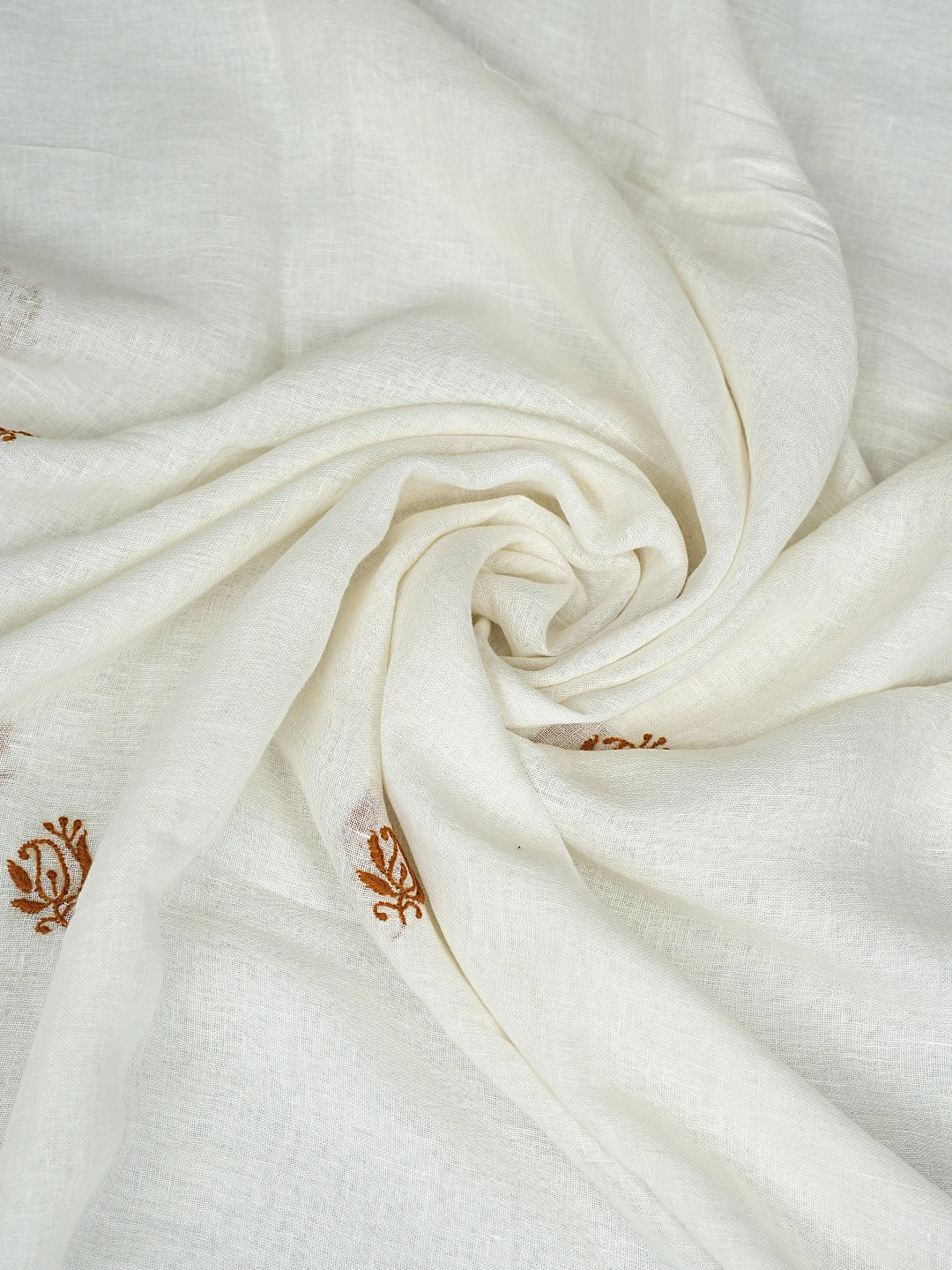 Ada Hand Embroidered White Cosmic Latte Khadi Lucknowi Chikankari Unstitched Kurta Dupatta Set 01A841573