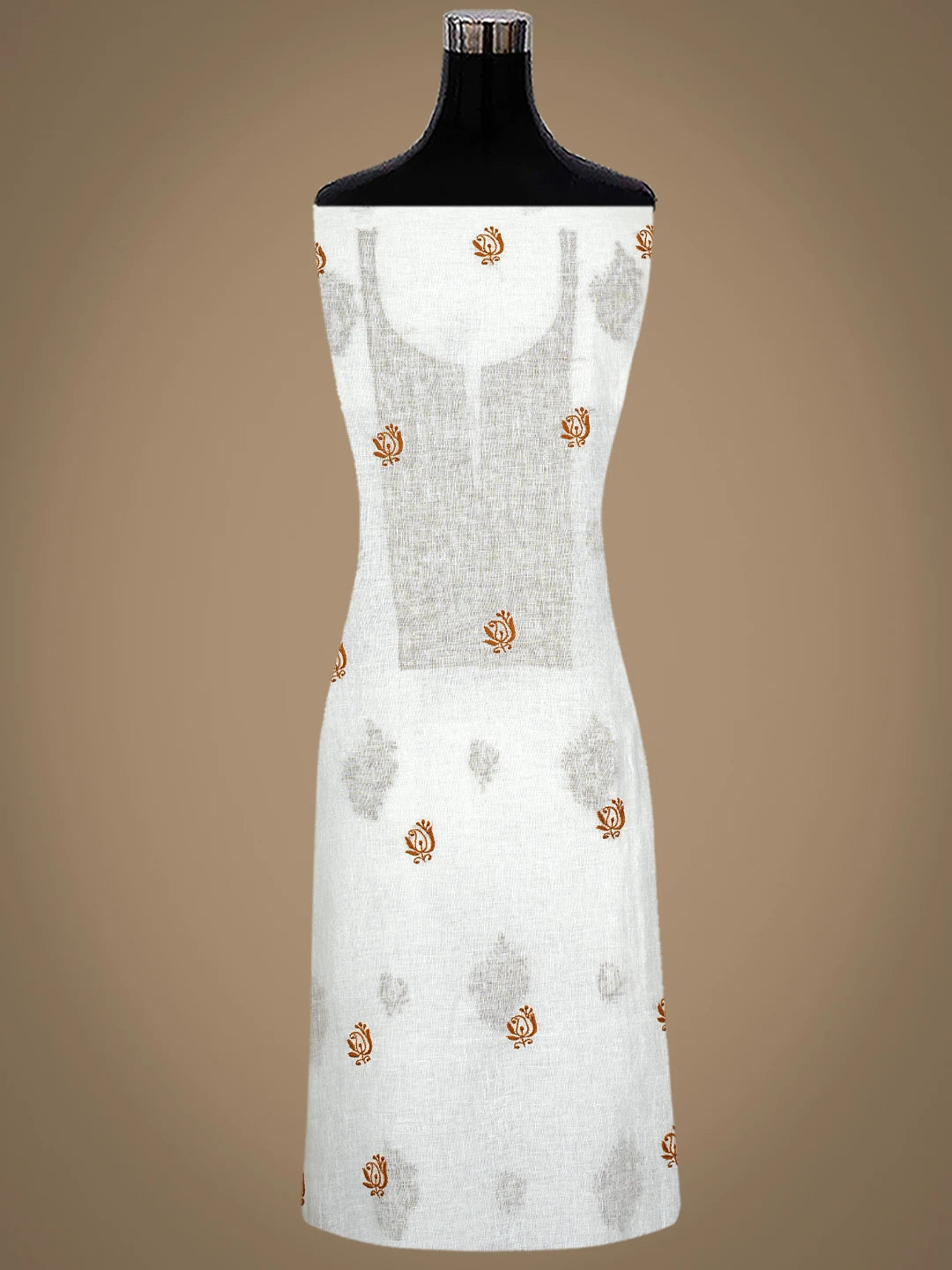 Ada Hand Embroidered White Cosmic Latte Khadi Lucknowi Chikankari Unstitched Kurta Dupatta Set 01A841573