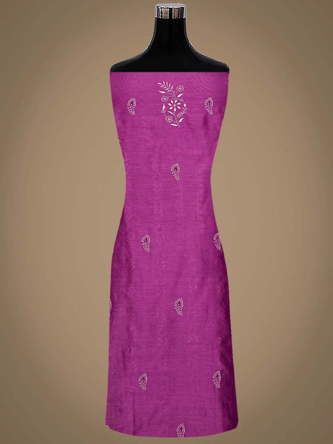 Ada Hand Embroidered Mulberry Pink Chanderi Lucknowi Chikankari Unstitched Kurta Dupatta Set 01A858216