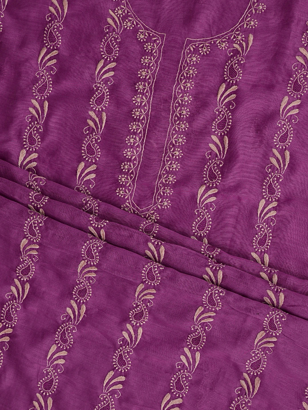 Ada Hand Embroidered Mulberry Pink Chanderi Lucknowi Chikankari Unstitched Kurta Dupatta Set 01A858216