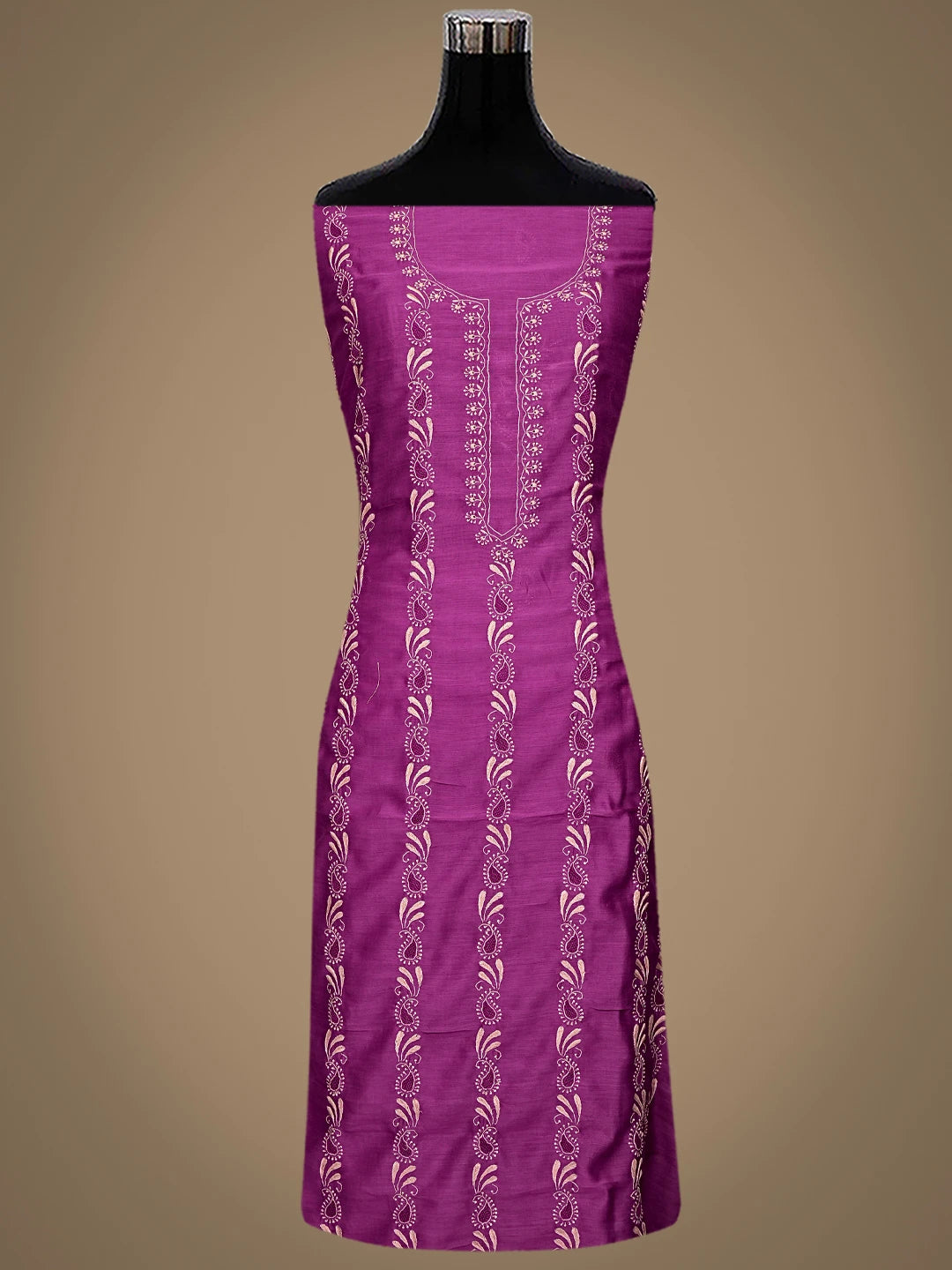 Ada Hand Embroidered Mulberry Pink Chanderi Lucknowi Chikankari Unstitched Kurta Dupatta Set 01A858216