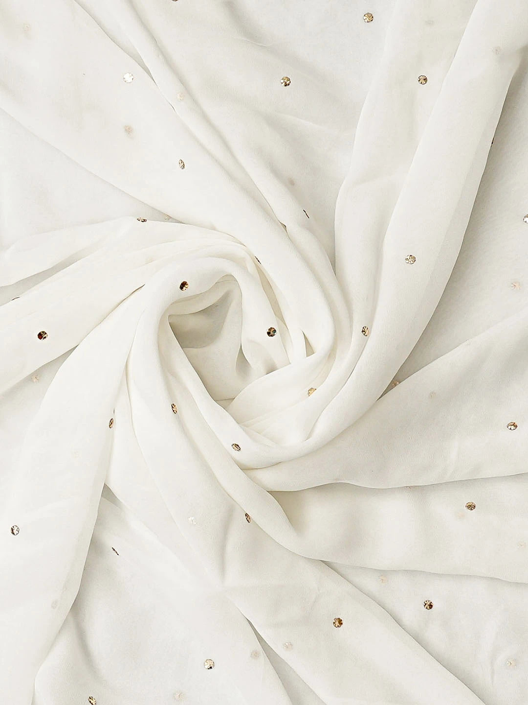 Ada Hand Embroidered White Viscose Georgette Lucknowi Chikankari Unstitched Kurta Dupatta Set With Cutdana Work 01A11131