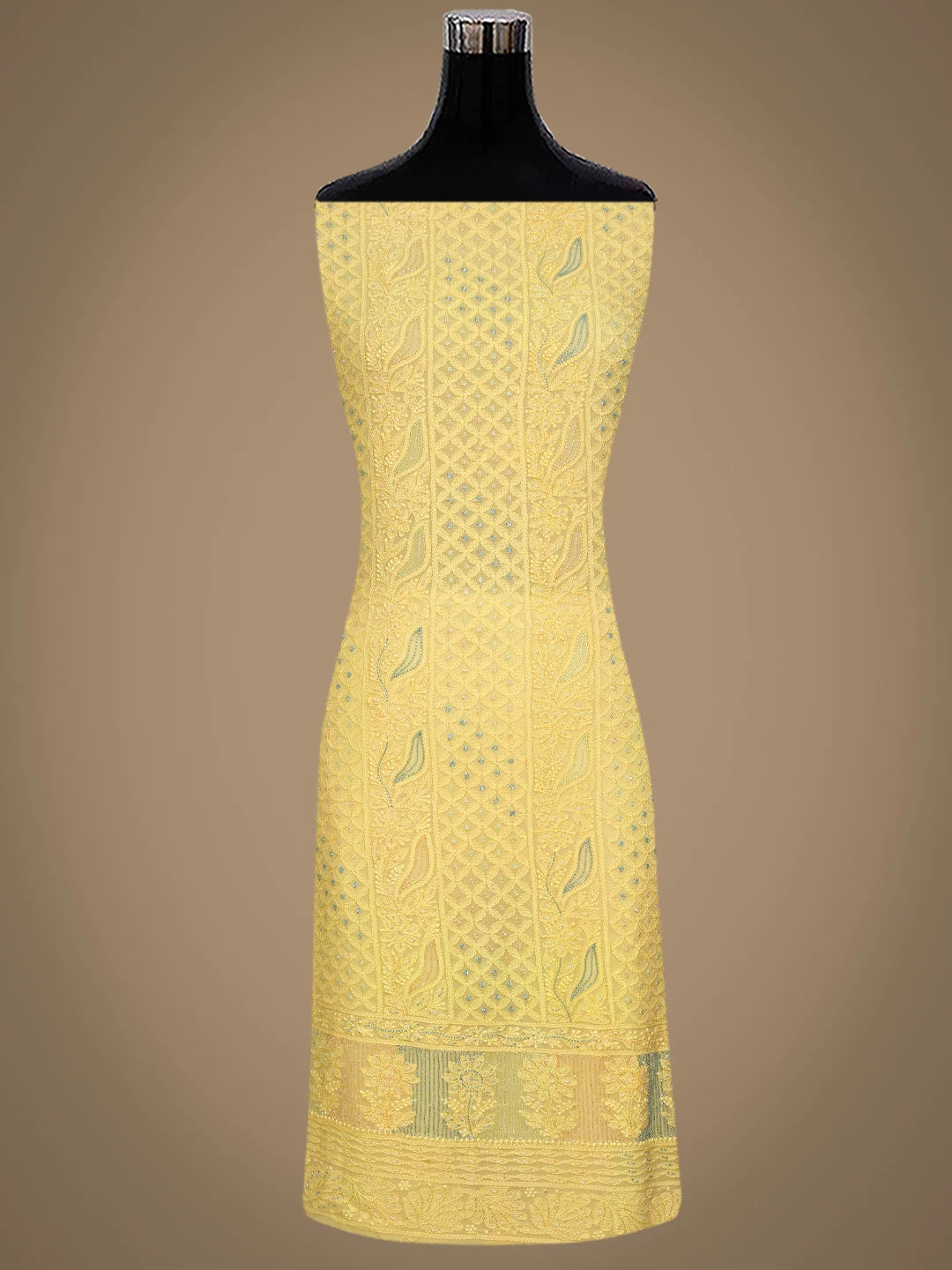Ada Hand Embroidered Light Peach Viscose Georgette Lucknowi Chikankari Unstitched Kurta Dupatta Set With Cutdana Work 01A779516