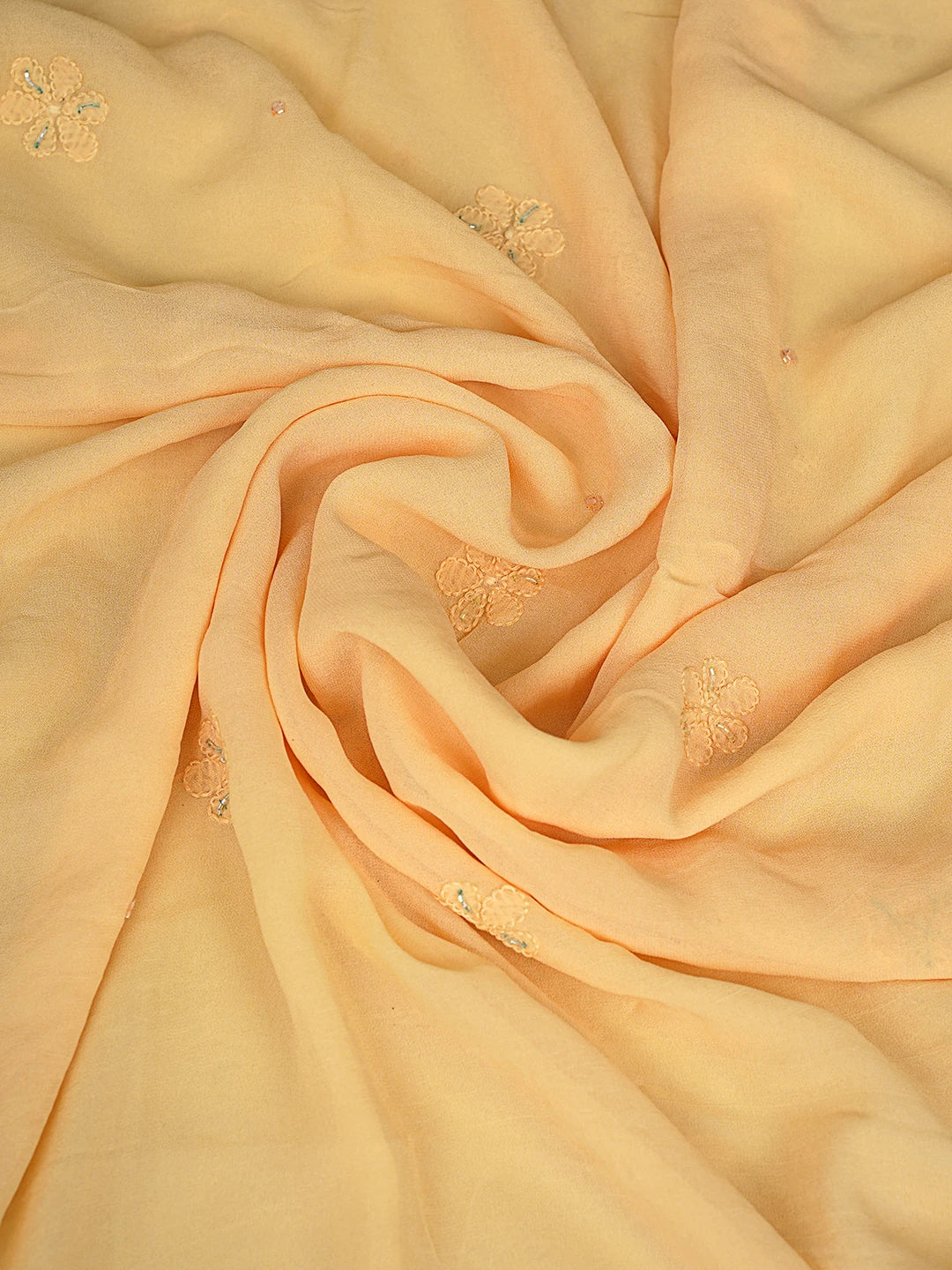 Ada Hand Embroidered Light Peach Viscose Georgette Lucknowi Chikankari Unstitched Kurta Dupatta Set With Cutdana Work 01A779516
