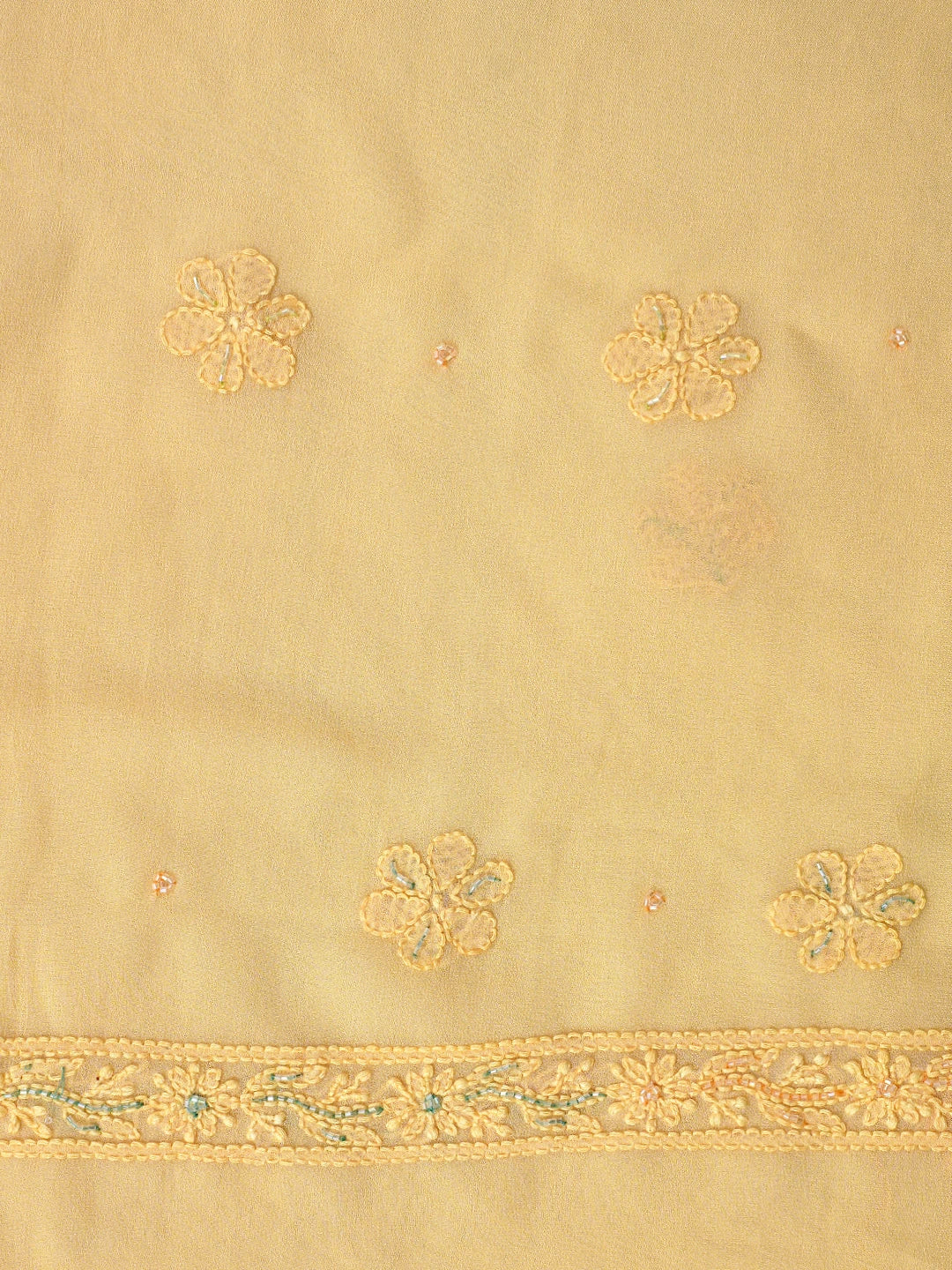 Ada Hand Embroidered Light Peach Viscose Georgette Lucknowi Chikankari Unstitched Kurta Dupatta Set With Cutdana Work 01A779516