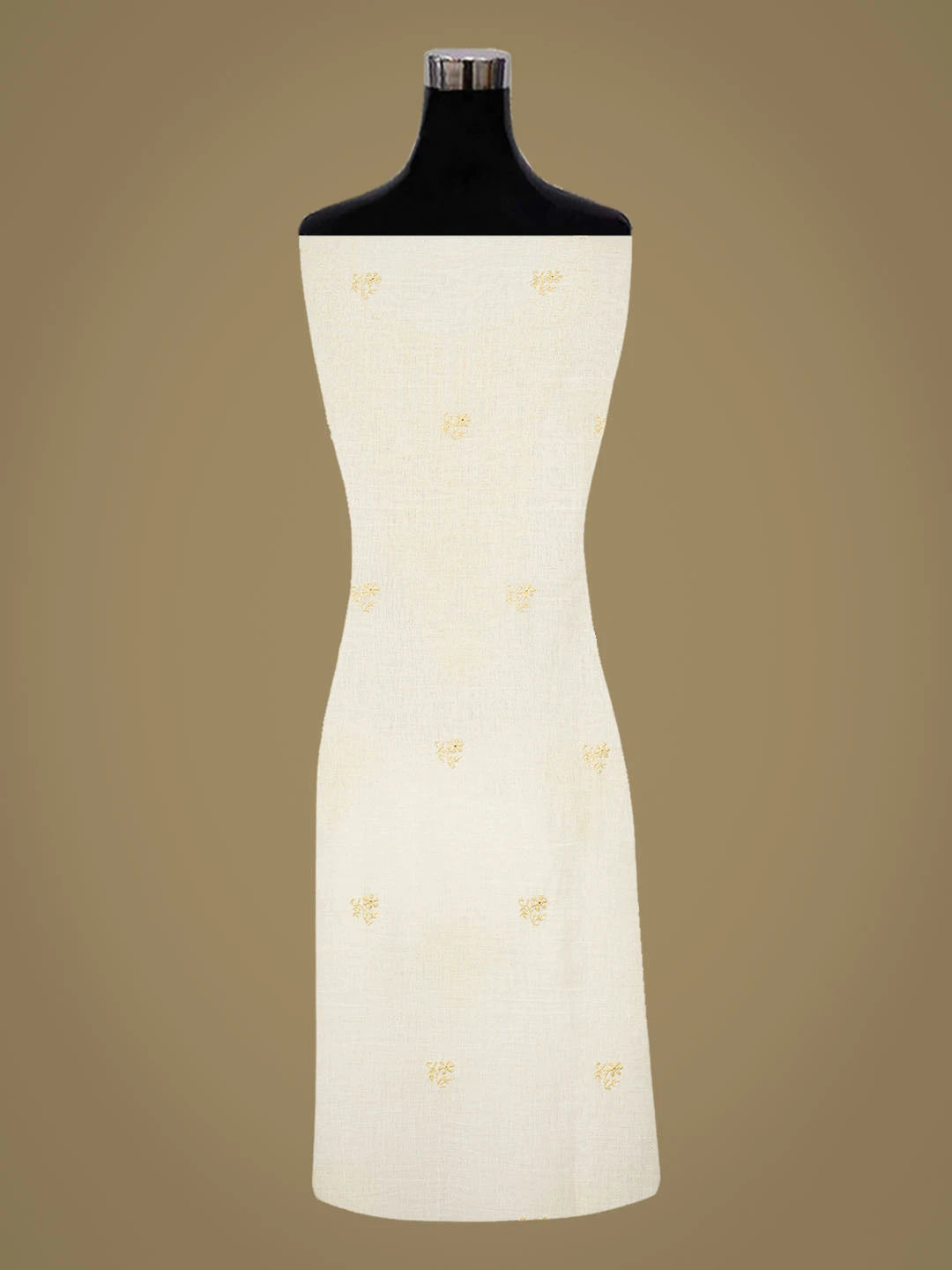 Ada Hand Embroidered White Malmal Lucknowi Chikankari Unstitched Kurta Dupatta Set 01A752343