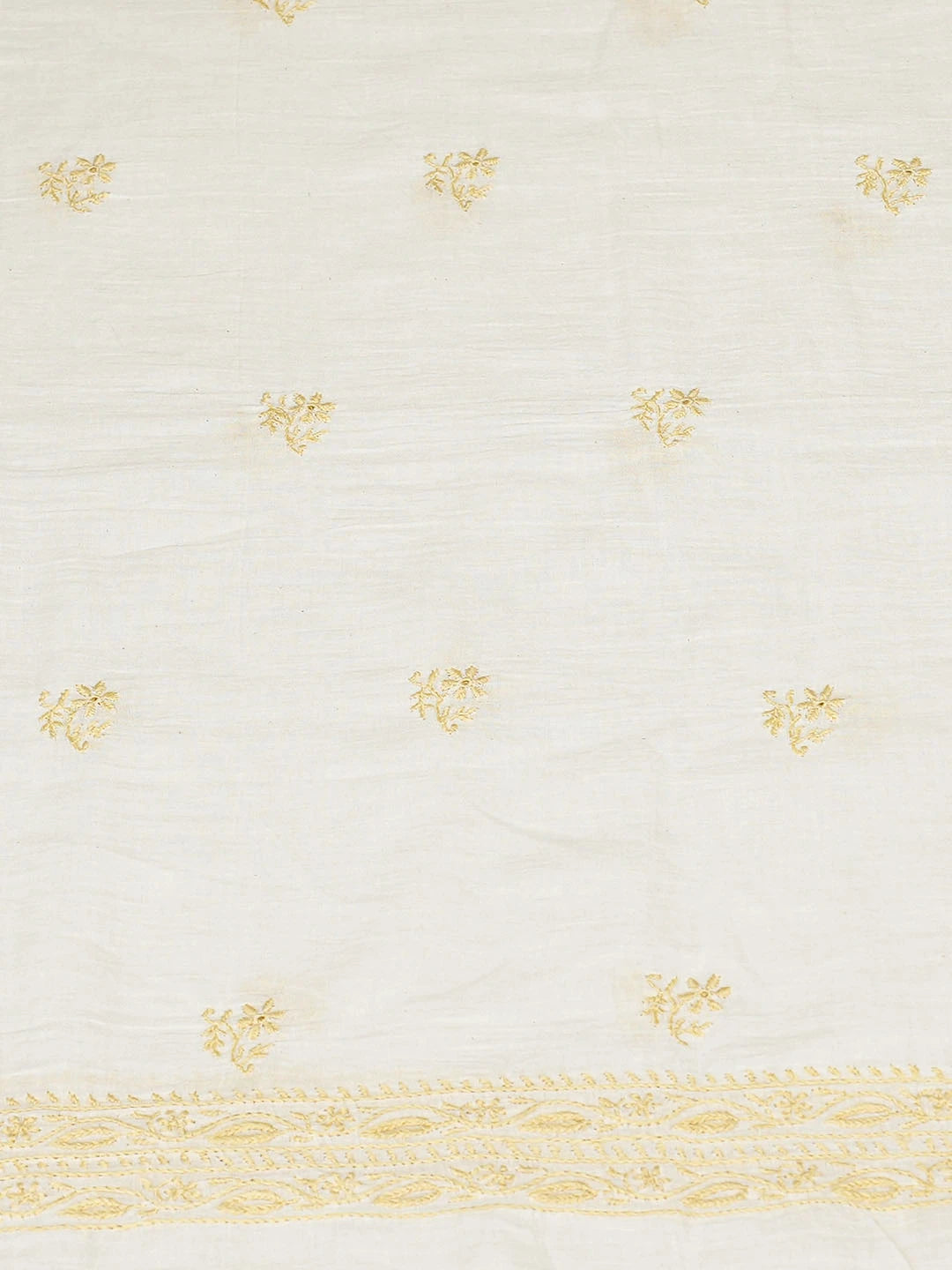 Ada Hand Embroidered White Malmal Lucknowi Chikankari Unstitched Kurta Dupatta Set 01A752343
