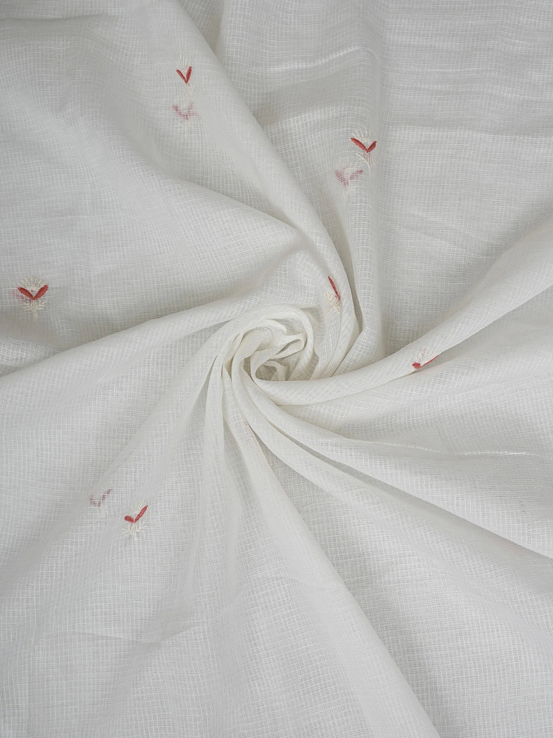 Ada Hand Embroidered White Kota Lucknowi Chikankari Unstitched Kurta Dupatta Set 01A395922