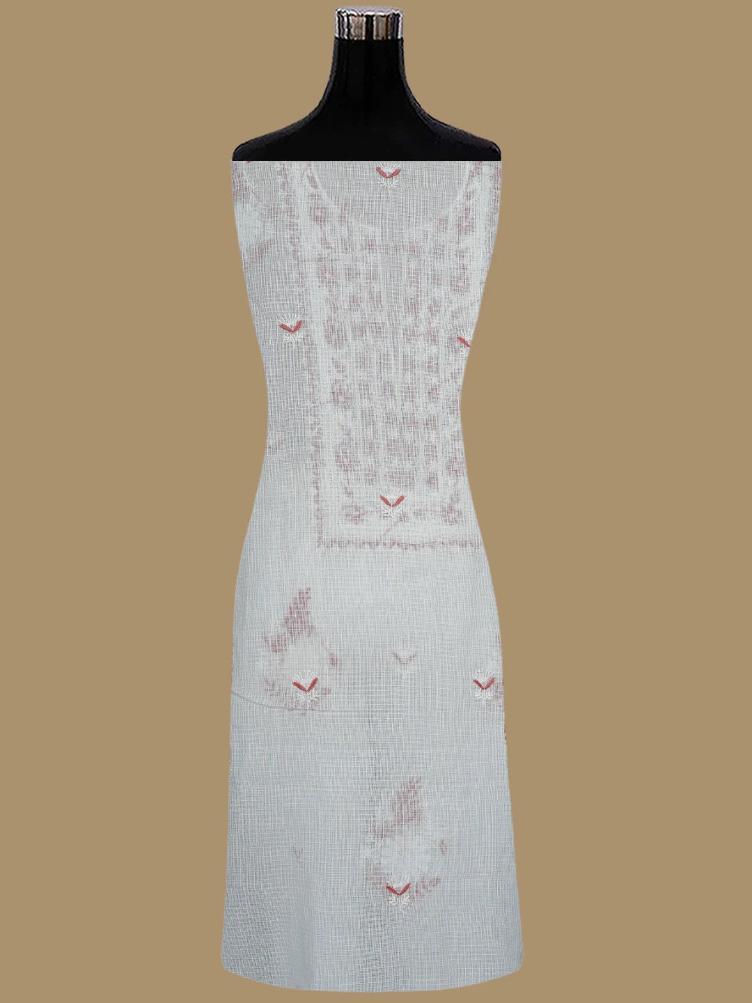Ada Hand Embroidered White Kota Lucknowi Chikankari Unstitched Kurta Dupatta Set 01A395922