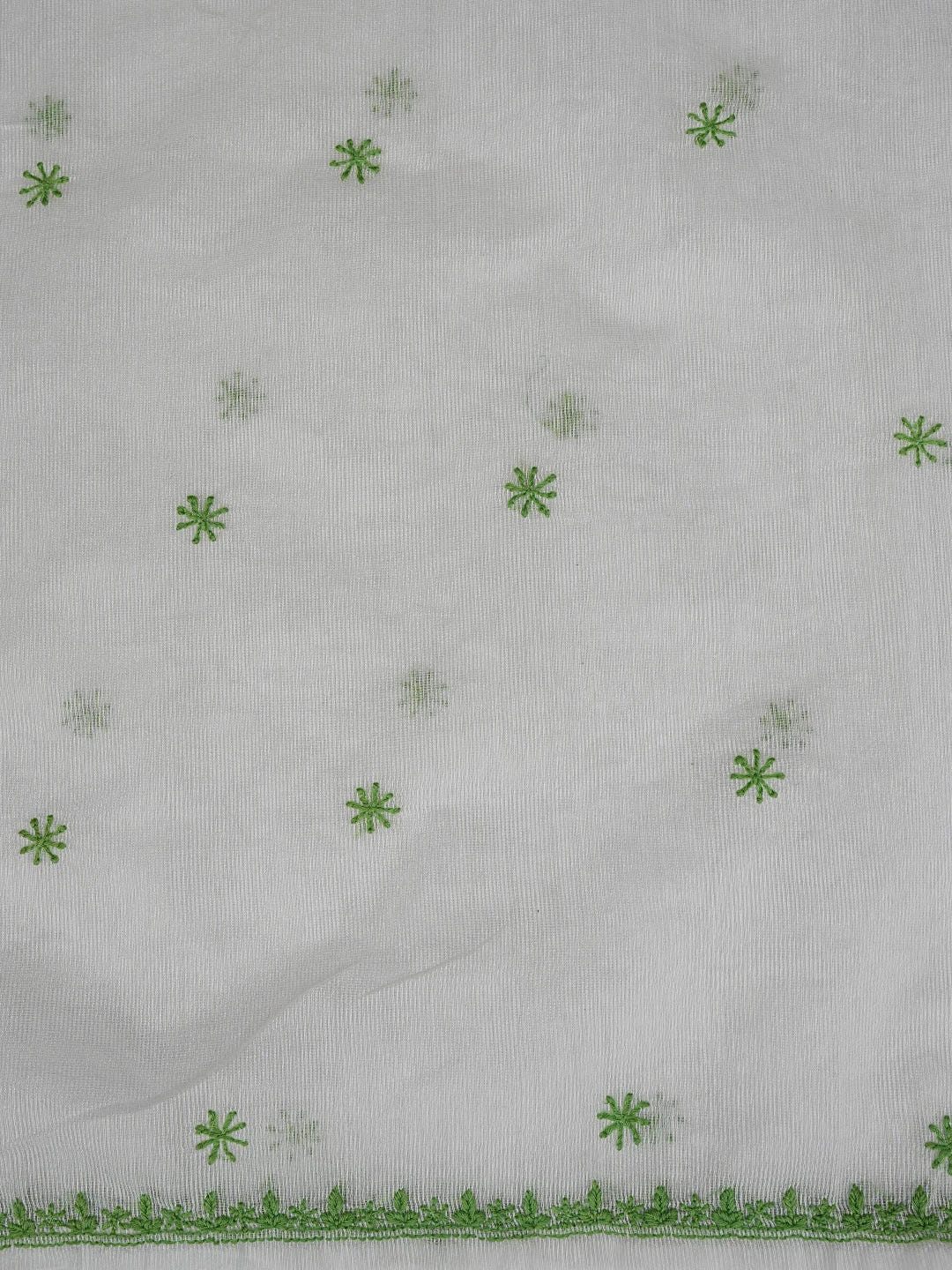 Ada Hand Embroidered White Super Net Lucknowi Chikankari Unstitched Kurta Dupatta Set 01A466481