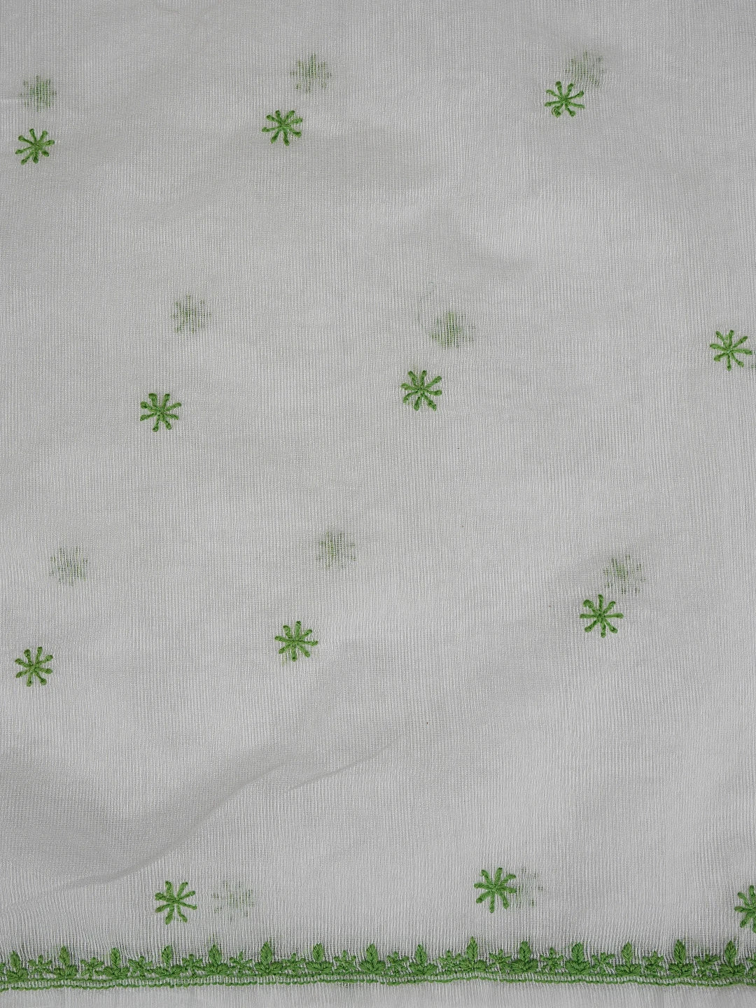 Ada Hand Embroidered White Super Net Lucknowi Chikankari Unstitched Kurta Dupatta Set 01A466481
