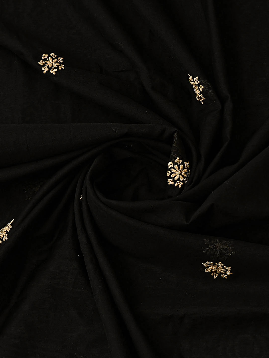 Ada Hand Embroidered Black Chanderi Lucknowi Chikankari Unstitched Kurta Dupatta Set With Cutdana Work 01A841572