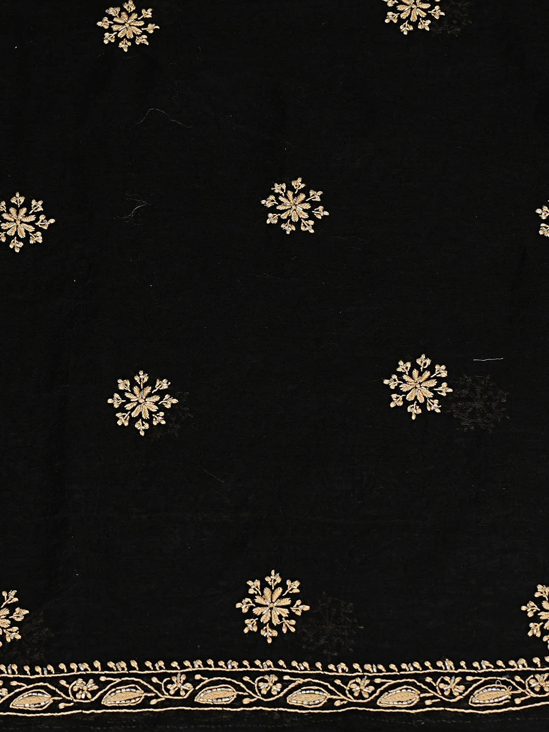 Ada Hand Embroidered Black Chanderi Lucknowi Chikankari Unstitched Kurta Dupatta Set With Cutdana Work 01A841572
