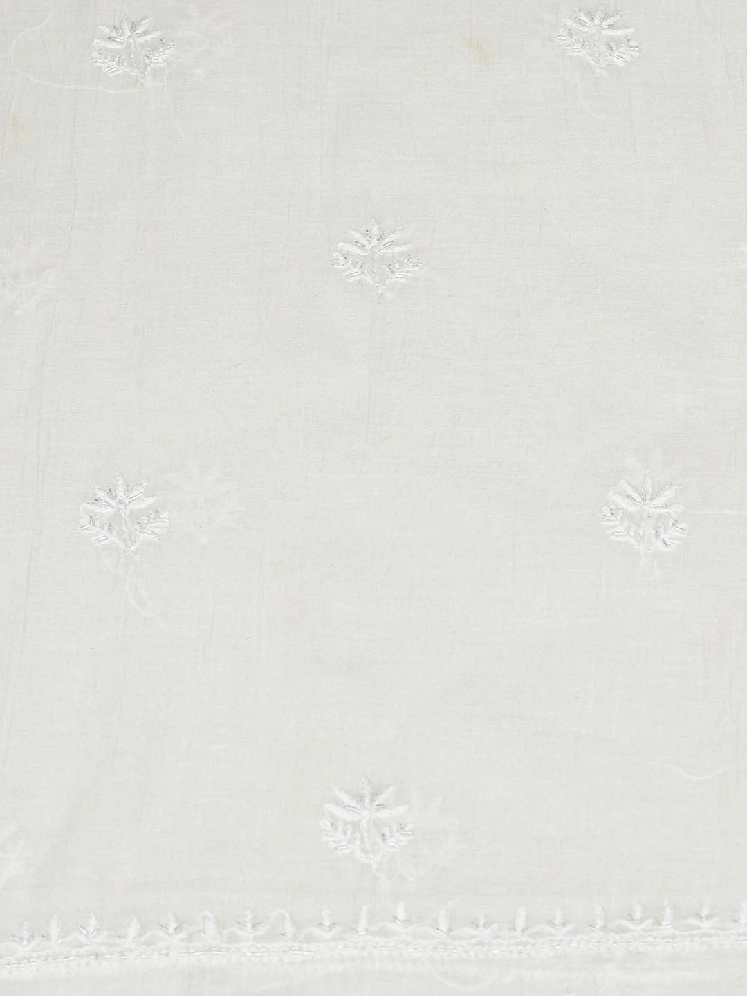 Ada Hand Embroidered White Chanderi Lucknowi Chikankari Unstitched Kurta Dupatta Set With Cutdana Work 01A858804