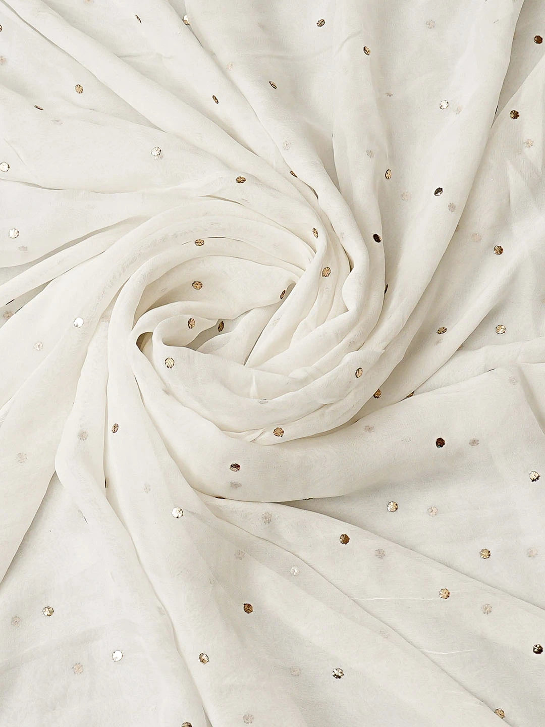 Ada Hand Embroidered White Viscose Georgette Lucknowi Chikankari Unstitched Kurta Dupatta Set With Mukaish Work 01A826495