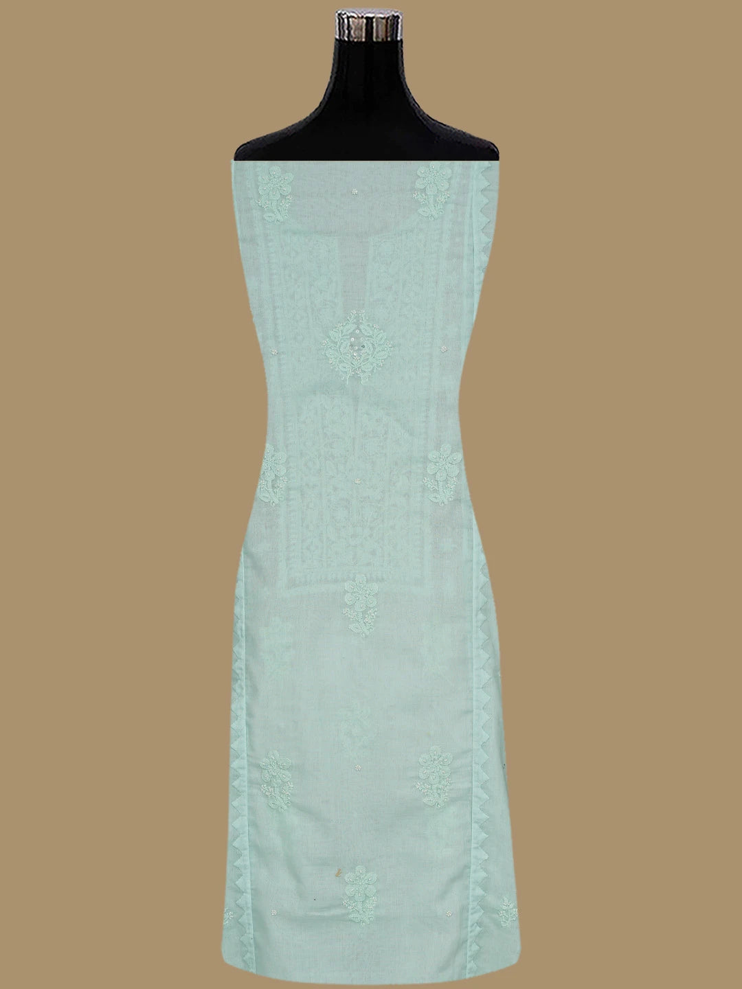 Ada Hand Embroidered Seafoam Green  Cotton Lucknowi Chikankari Semi-Stitched Kurta Dupatta Set 01A124726