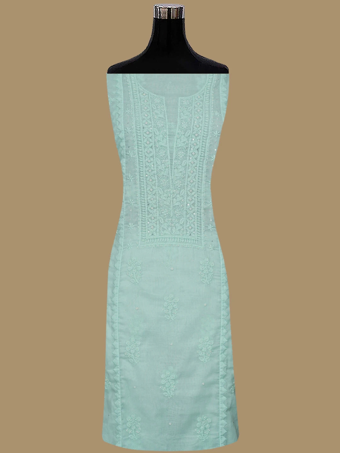 Ada Hand Embroidered Seafoam Green  Cotton Lucknowi Chikankari Semi-Stitched Kurta Dupatta Set 01A124726