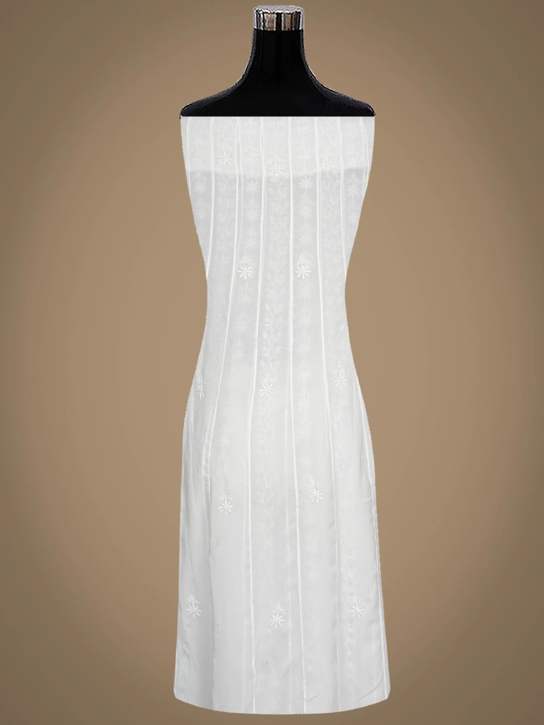 Ada Hand Embroidered White Viscose Georgette Lucknowi Chikankari Semi-Stitched Anarkali Kurta Dupatta Set 01A618178