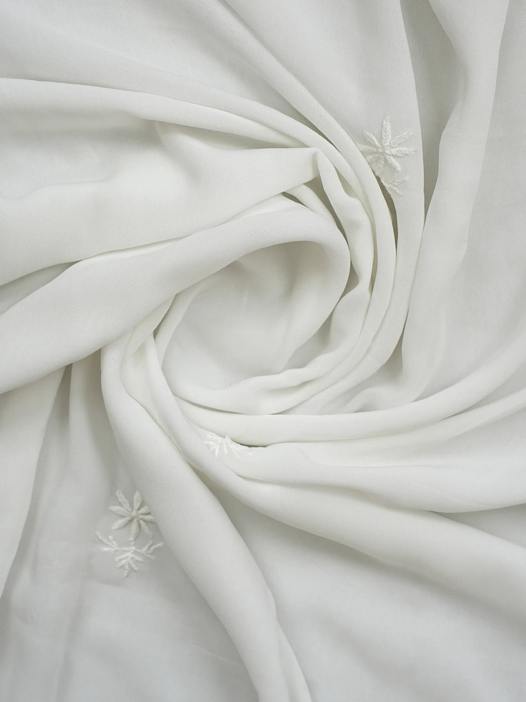 Ada Hand Embroidered White Viscose Georgette Lucknowi Chikankari Semi-Stitched Anarkali Kurta Dupatta Set 01A618178