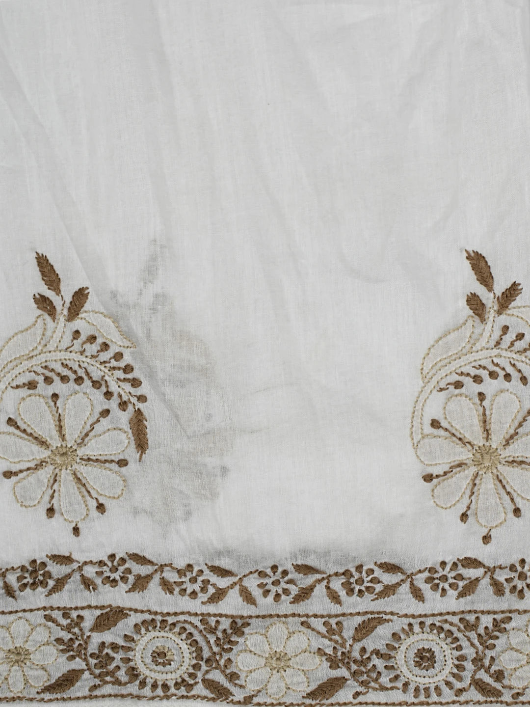 Ada Hand Embroidered White Cotton Lucknowi Chikankari Semi-Stitched Kurta Dupatta Set 01A408223